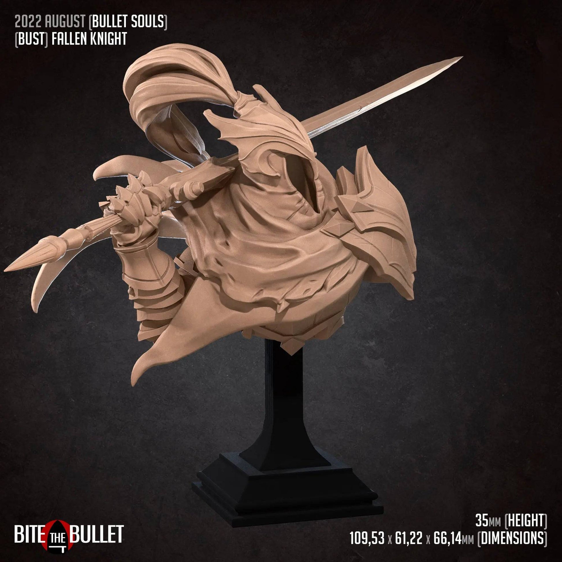 Fallen Knight | Miniature Bust | Bite the Bullet - Tattles Told 3D