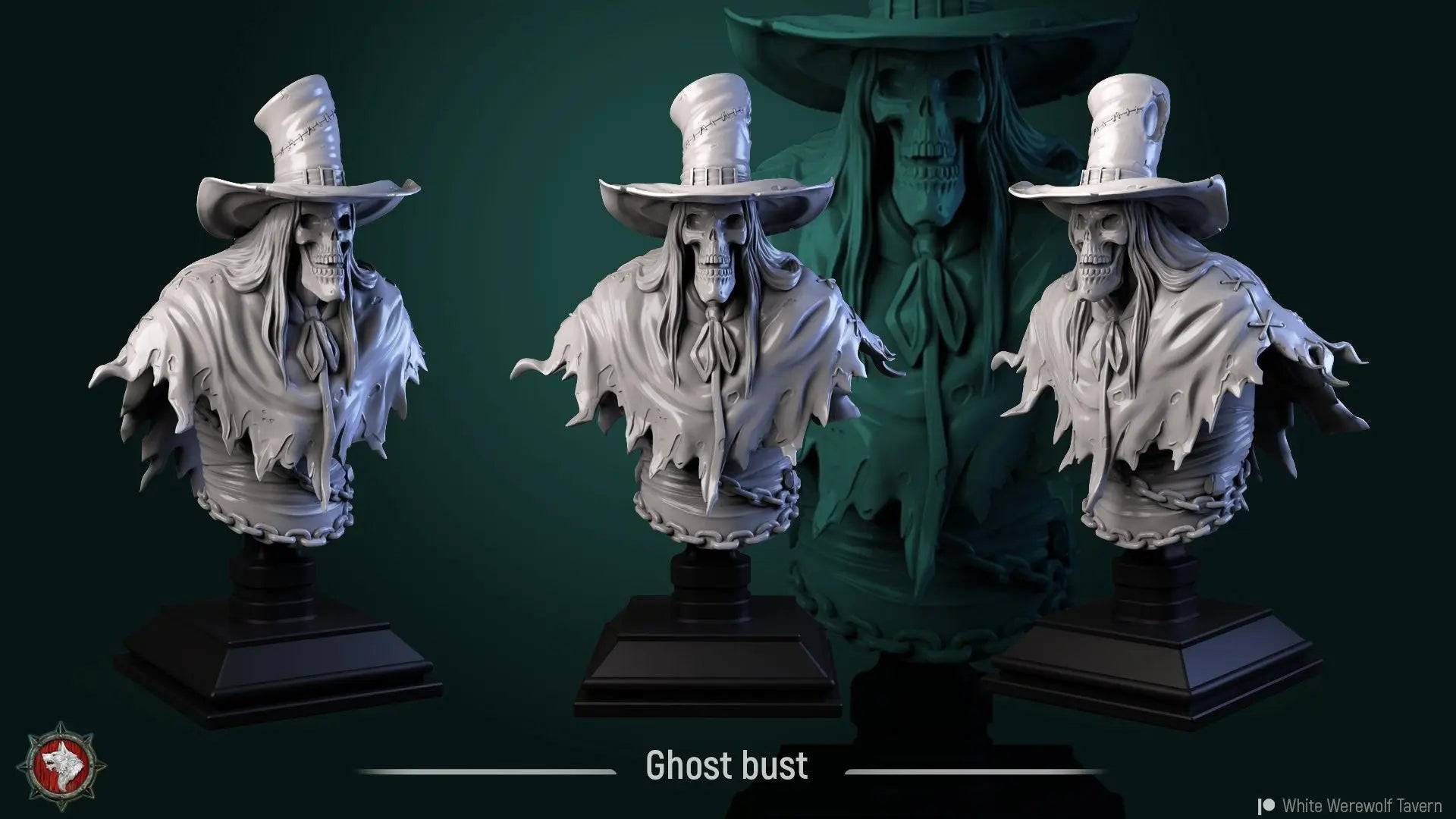 Ghost | Miniature Bust | White Werewolf Tavern - Tattles Told 3D