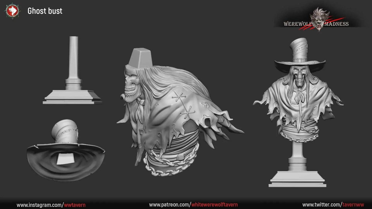 Ghost | Miniature Bust | White Werewolf Tavern - Tattles Told 3D