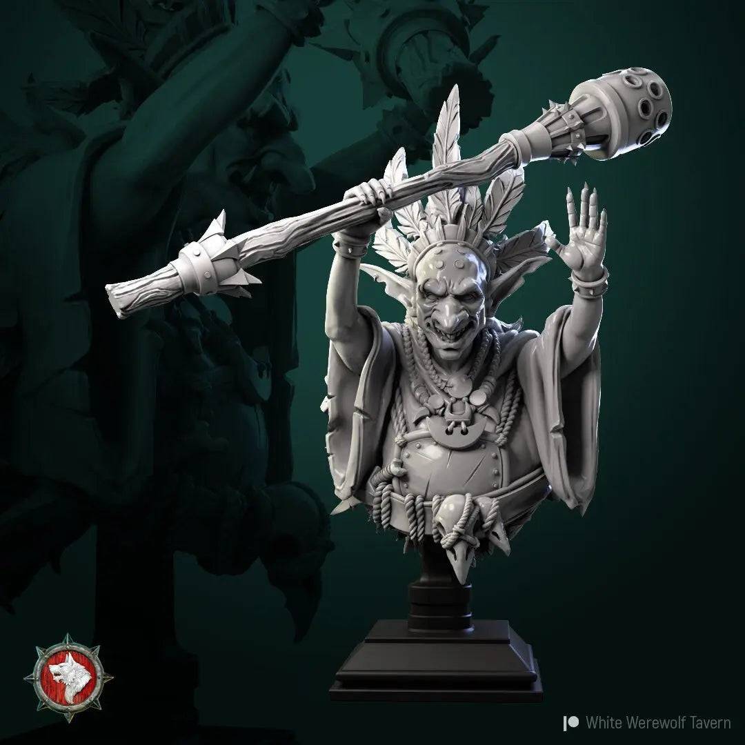 Goblin Shaman | Miniature Bust | White Werewolf Tavern - Tattles Told 3D