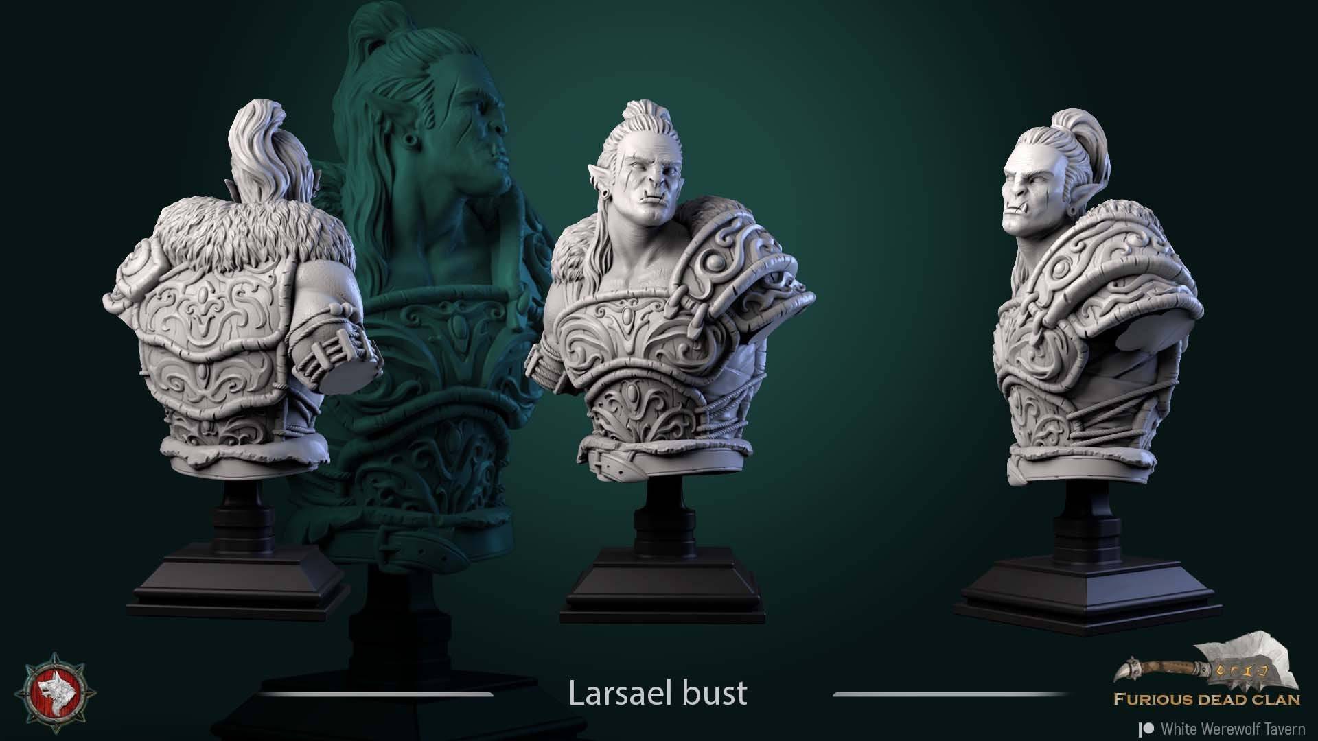 Larsael | Miniature Bust | White Werewolf Tavern - Tattles Told 3D