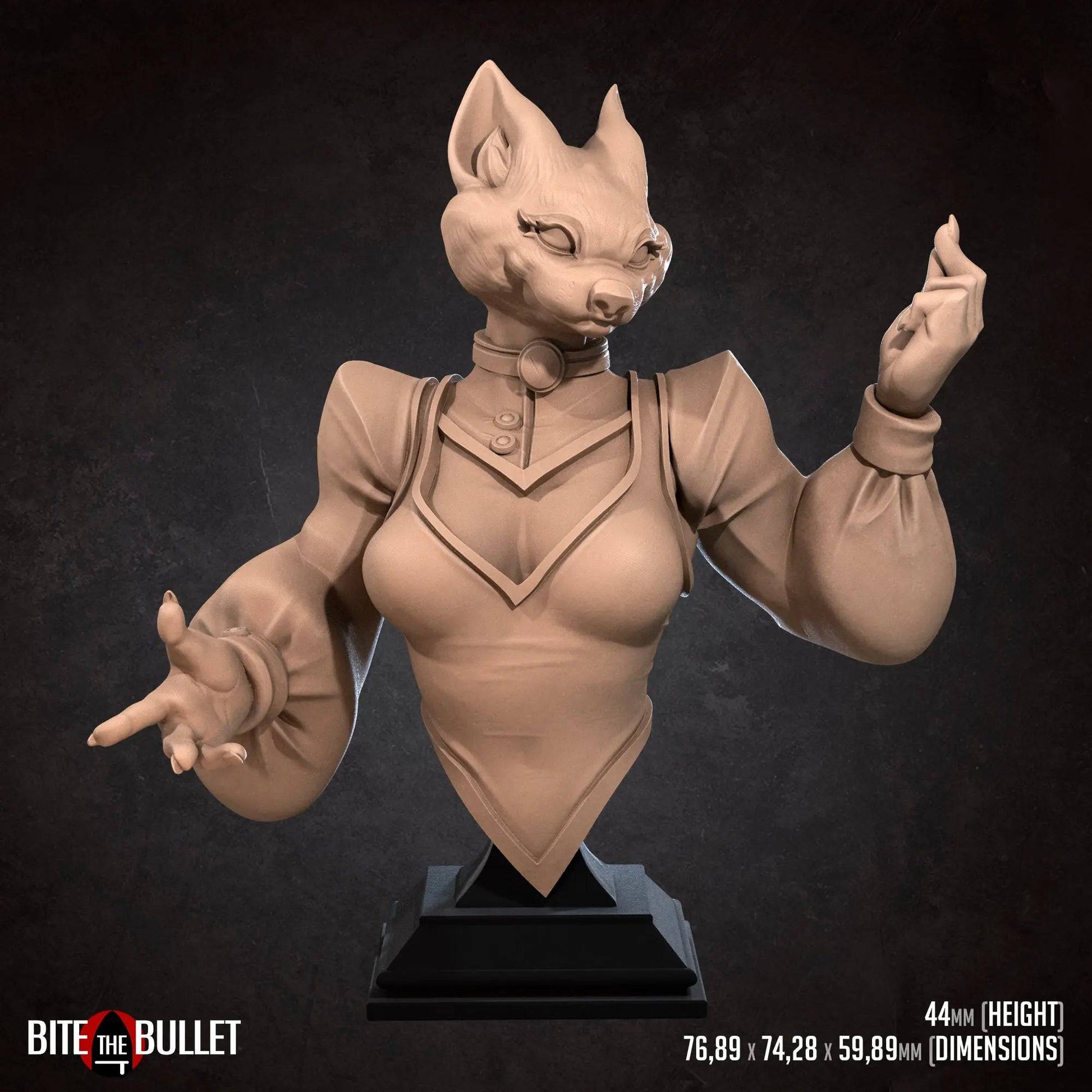 Mahrian Kitsune Foxfolk | Miniature Bust | Bite the Bullet - Tattles Told 3D