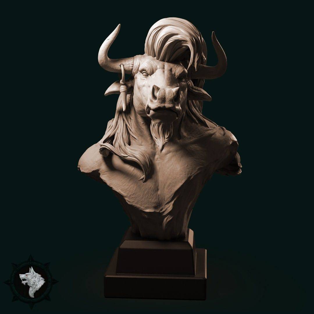Minotaur | Miniature Bust | White Werewolf Tavern - Tattles Told 3D