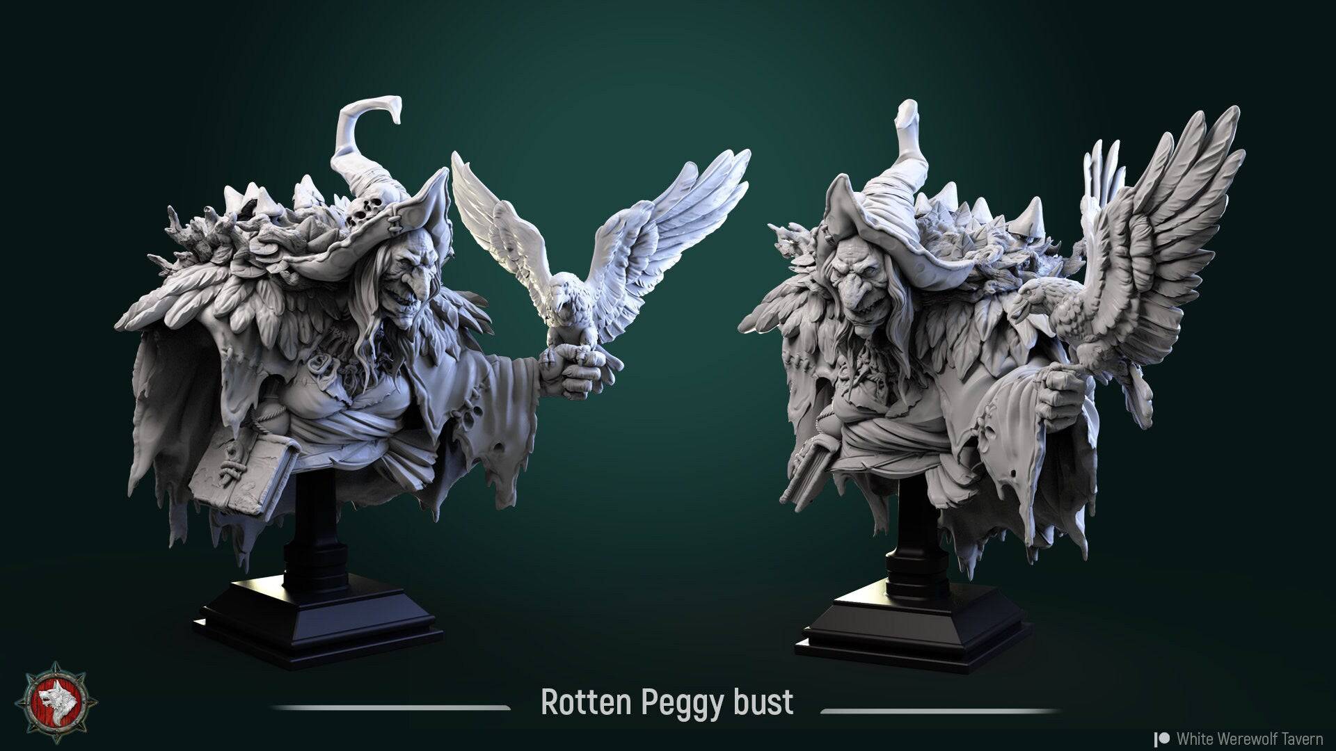 Rotten Peggy, Hag Witch | DnD Character Miniature Bust | White Werewolf Tavern - Tattles Told 3D