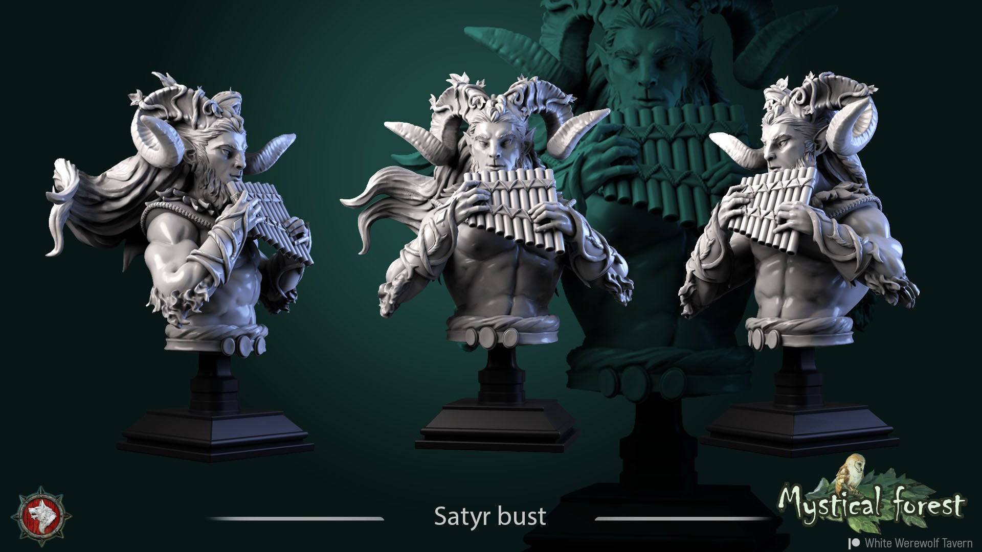 Satyr | Miniature Bust | White Werewolf Tavern - Tattles Told 3D