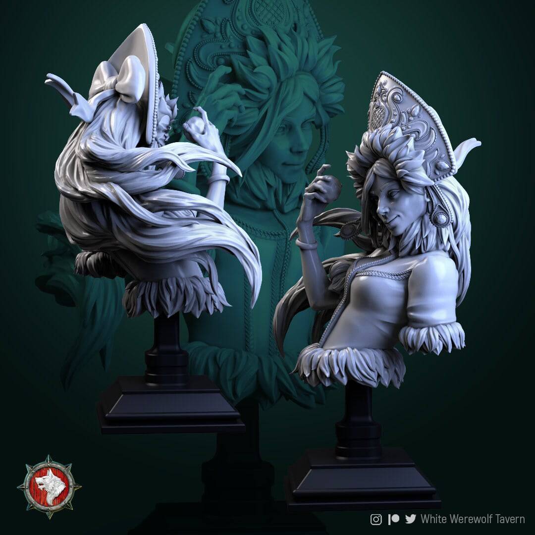 Snowgirl | Miniature Bust | White Werewolf Tavern - Tattles Told 3D