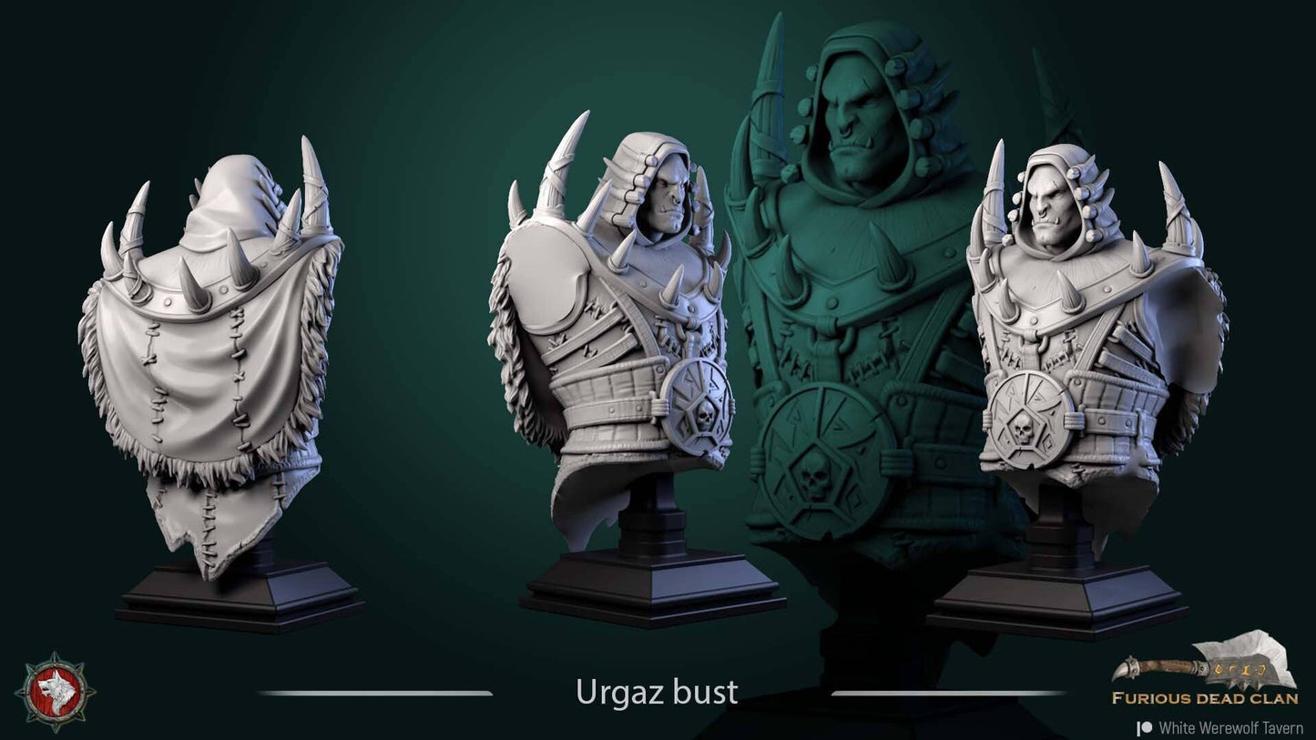 Urgaz Orc | Miniature Bust | White Werewolf Tavern - Tattles Told 3D
