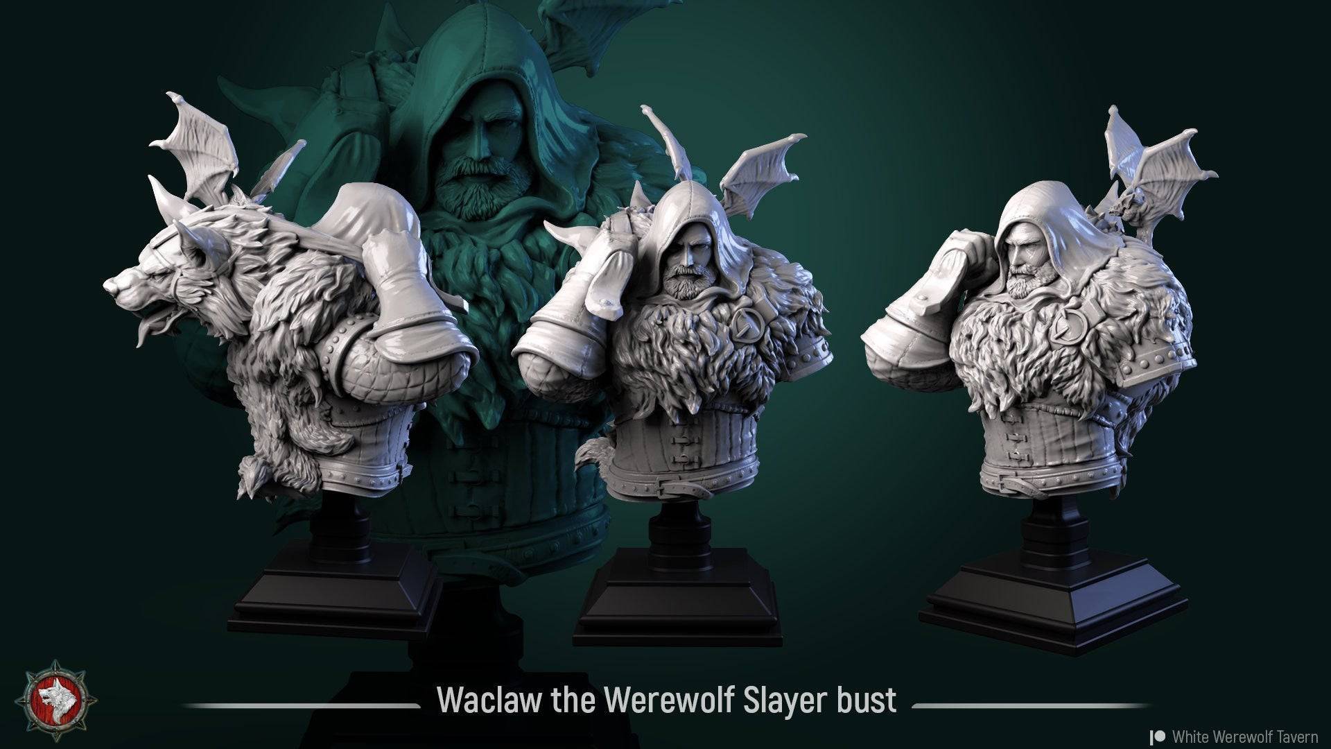 Waclaw the Werewolf Slayer | Miniature Bust | White Werewolf Tavern - Tattles Told 3D