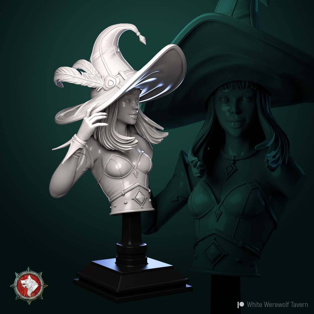 Witch 2022 | Miniature Bust | White Werewolf Tavern - Tattles Told 3D