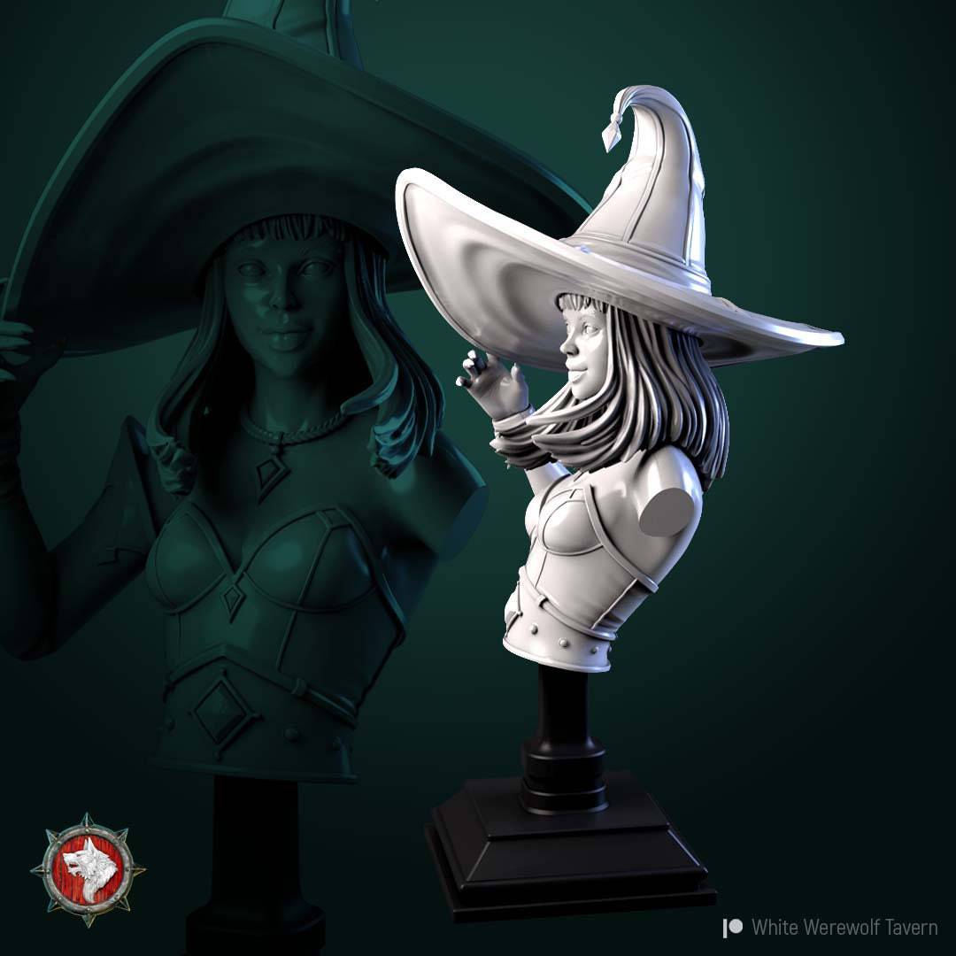 Witch 2022 | Miniature Bust | White Werewolf Tavern - Tattles Told 3D