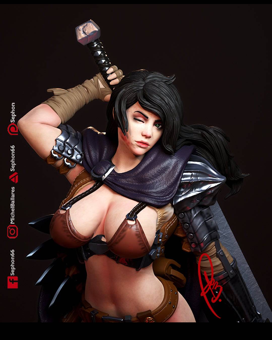 Black Swordswoman | Resin Garage Kit Sculpture Anime Video Game Fan Art Statue | Creative Geek MB - Tattles Told 3D
