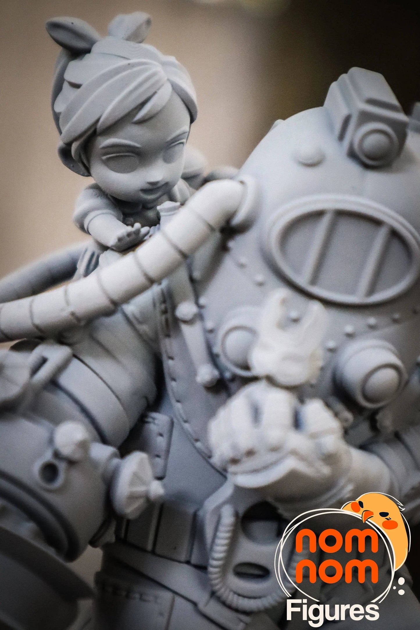 Chibi Adorable Little Rapture Family | Resin Garage Kit Sculpture Anime Video Game Fan Art Statue | Nomnom Figures - Tattles Told 3D