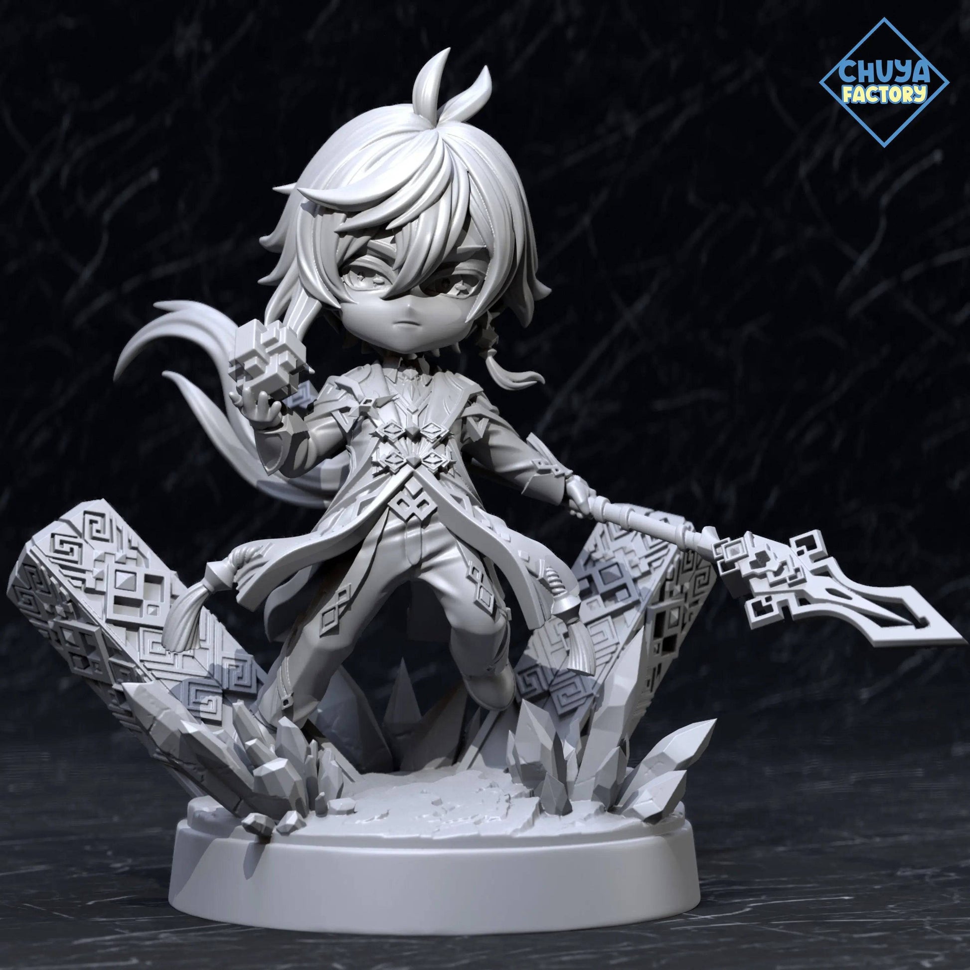 Chibi Mortal Deity, Zhongli | Genshin Impact Resin Garage Kit Sculpture Anime Video Game Fan Art Statue | Chuya Factory - Tattles Told 3D