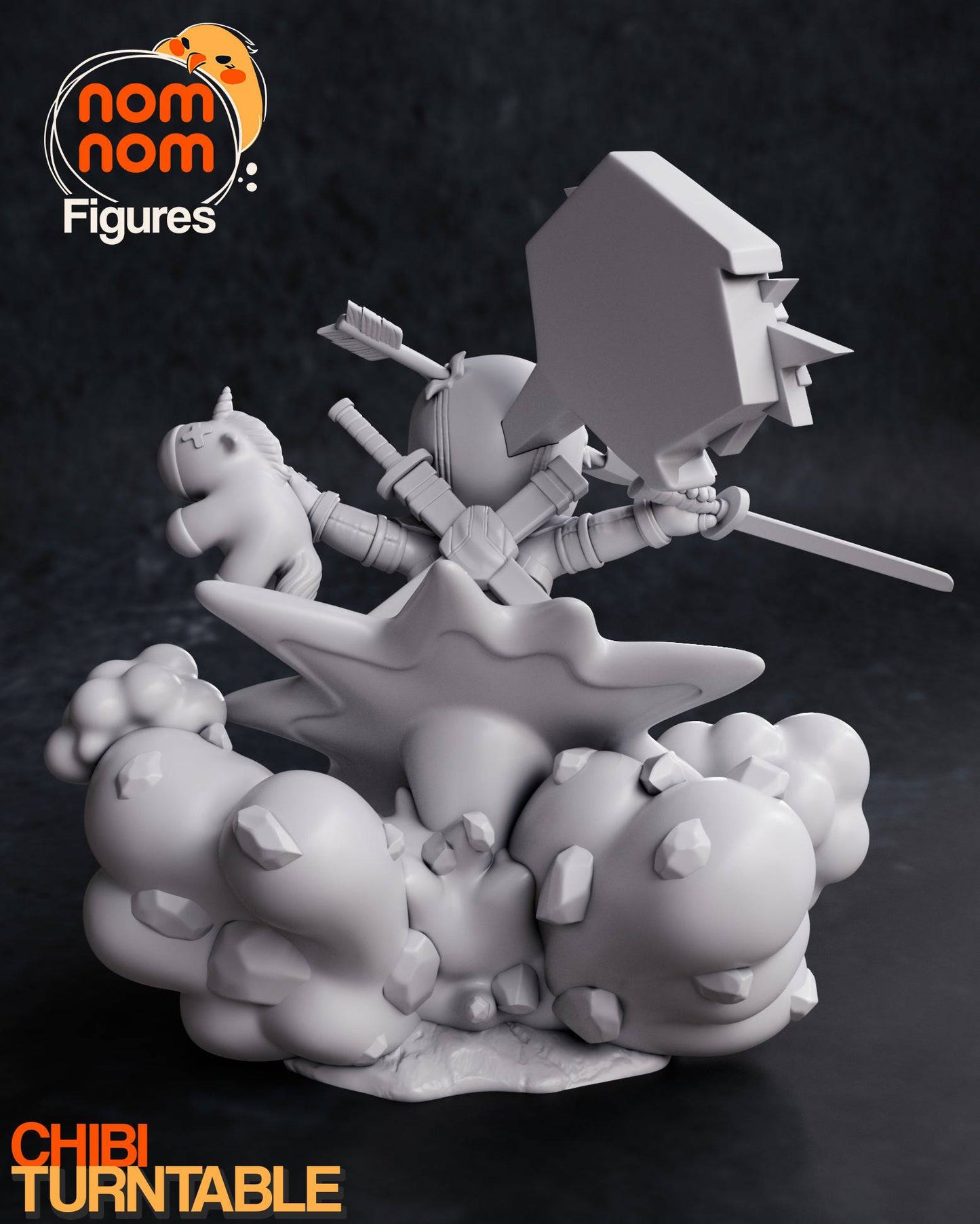 Chibi Mouthy Mercenary | Resin Garage Kit Sculpture Anime Video Game Fan Art Statue | Nomnom Figures - Tattles Told 3D