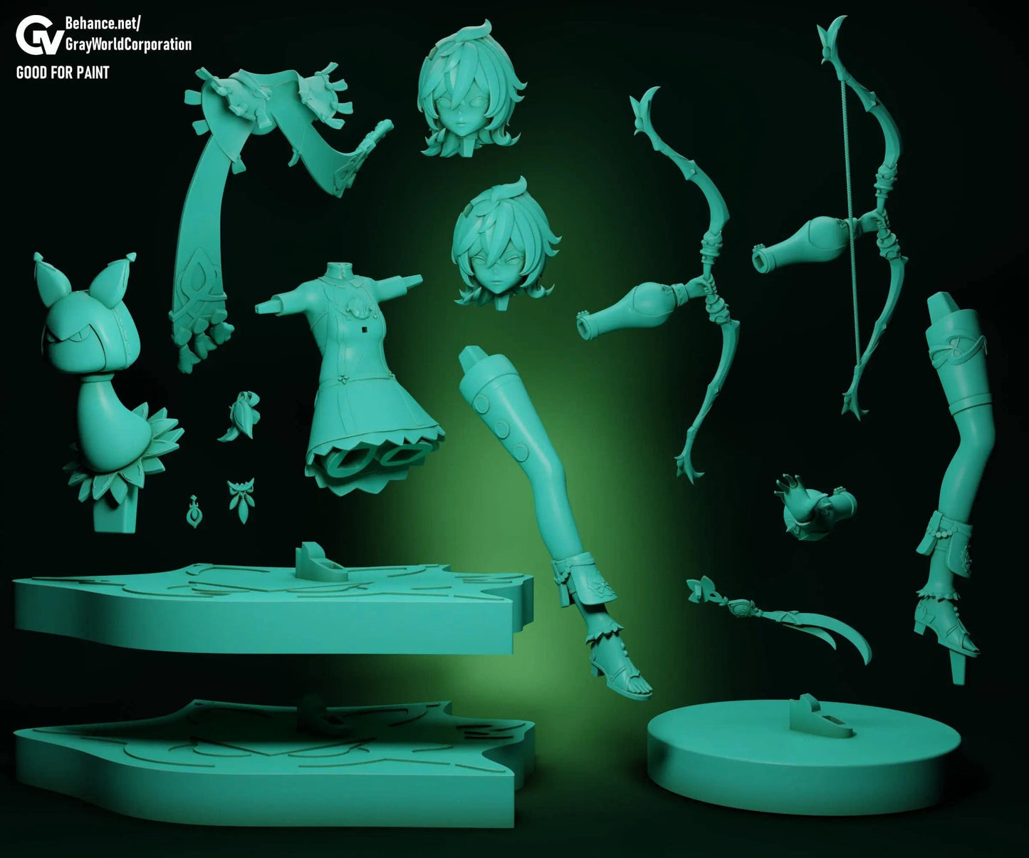 Collei | Resin Garage Kit Sculpture Anime Video Game Fan Art Statue | Gray World Corporation - Tattles Told 3D
