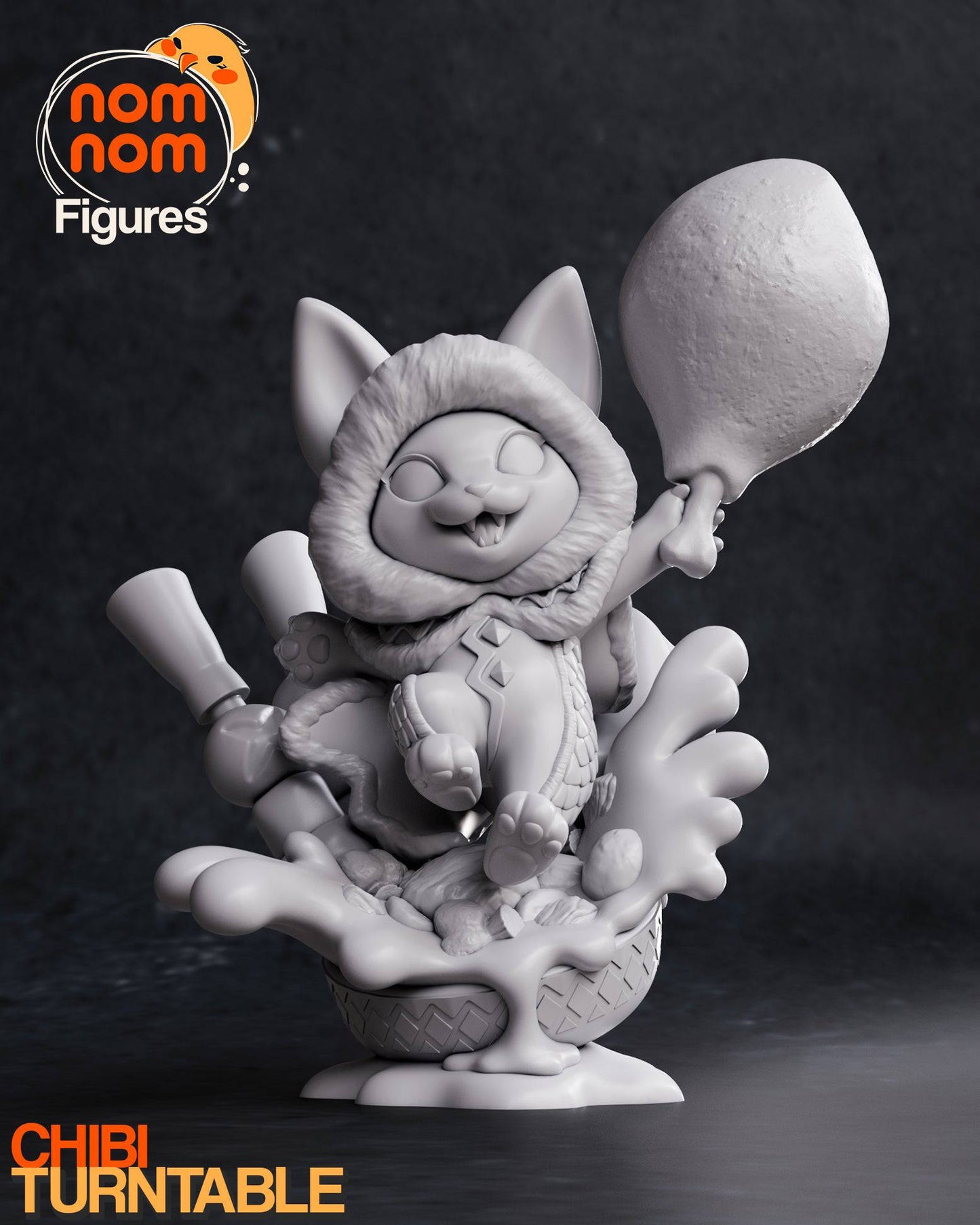 Feline Monster Hunting Friend | Resin Garage Kit Sculpture Anime Video Game Fan Art Statue | Nomnom Figures - Tattles Told 3D