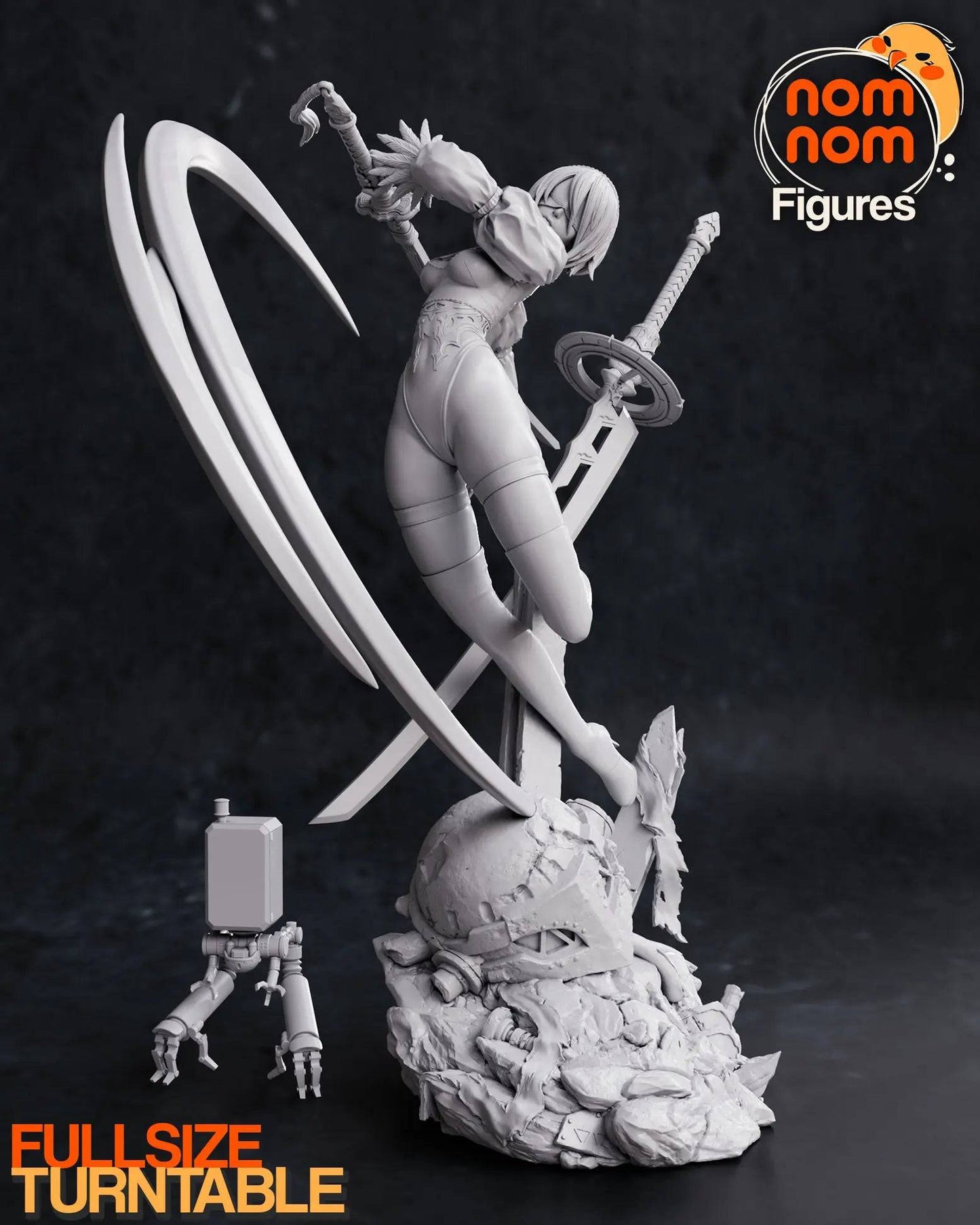 Lovely Humanoid Combat Android | Resin Garage Kit Sculpture Anime Video Game Fan Art Statue | Nomnom Figures - Tattles Told 3D