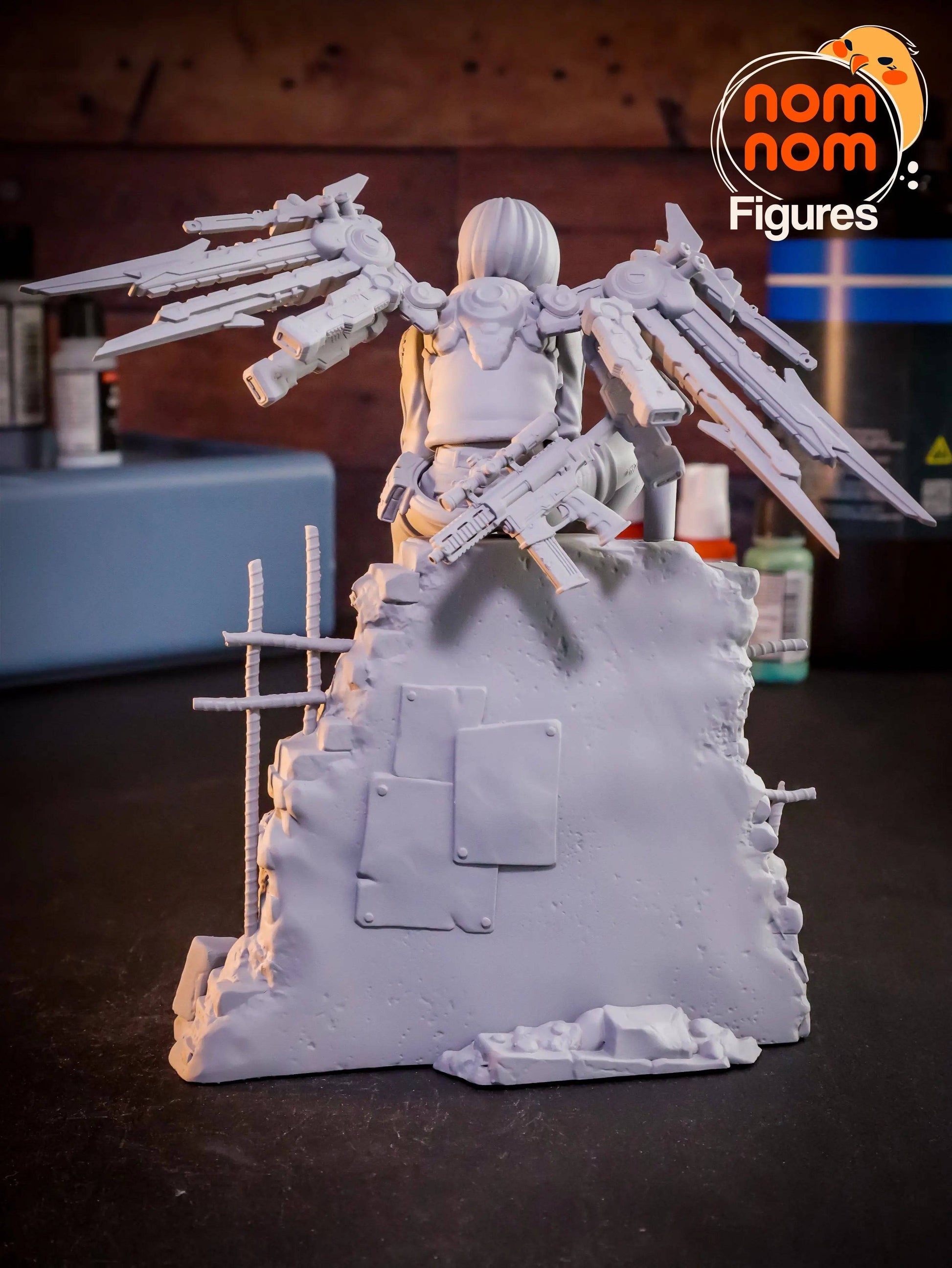 Valrie, Cyborg Android Cyberpunk Angel | Resin Garage Kit Sculpture Anime Statue | Nomnom Figures - Tattles Told 3D