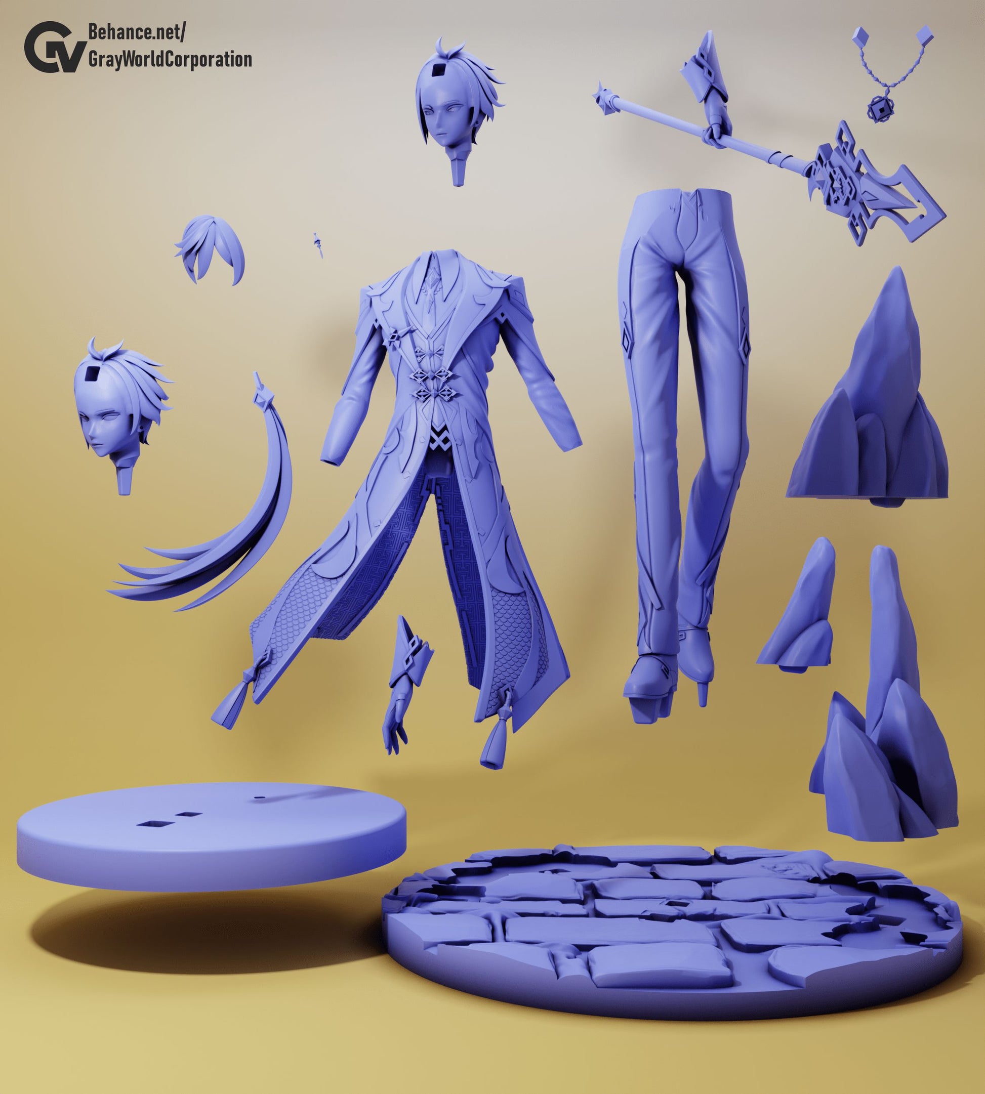 Zhongli | Resin Garage Kit Sculpture Anime Video Game Fan Art Statue | Gray World Corporation - Tattles Told 3D