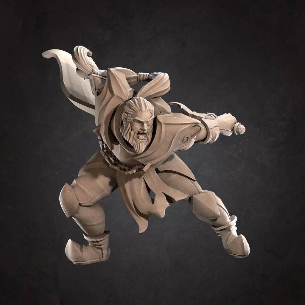 Ancient Cult Warrior 02 Rogue, Crouching with Daggers | D&D Miniature TTRPG Character | Bite the Bullet - Tattles Told 3D