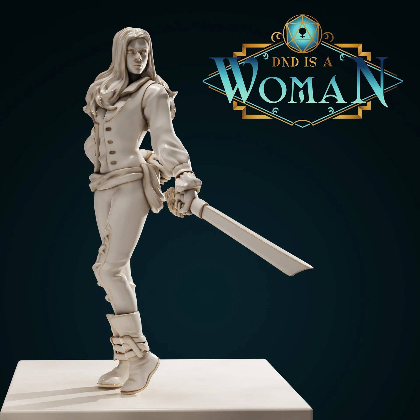 Araquiel, Aasimar Warlock with Sword | D&D Miniature TTRPG Character | DND is a Woman - Tattles Told 3D