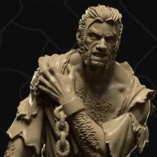 Arnou | Werewolf Chained Human Form | D&D TTRPG Monster Miniature | Collective Studio - Tattles Told 3D