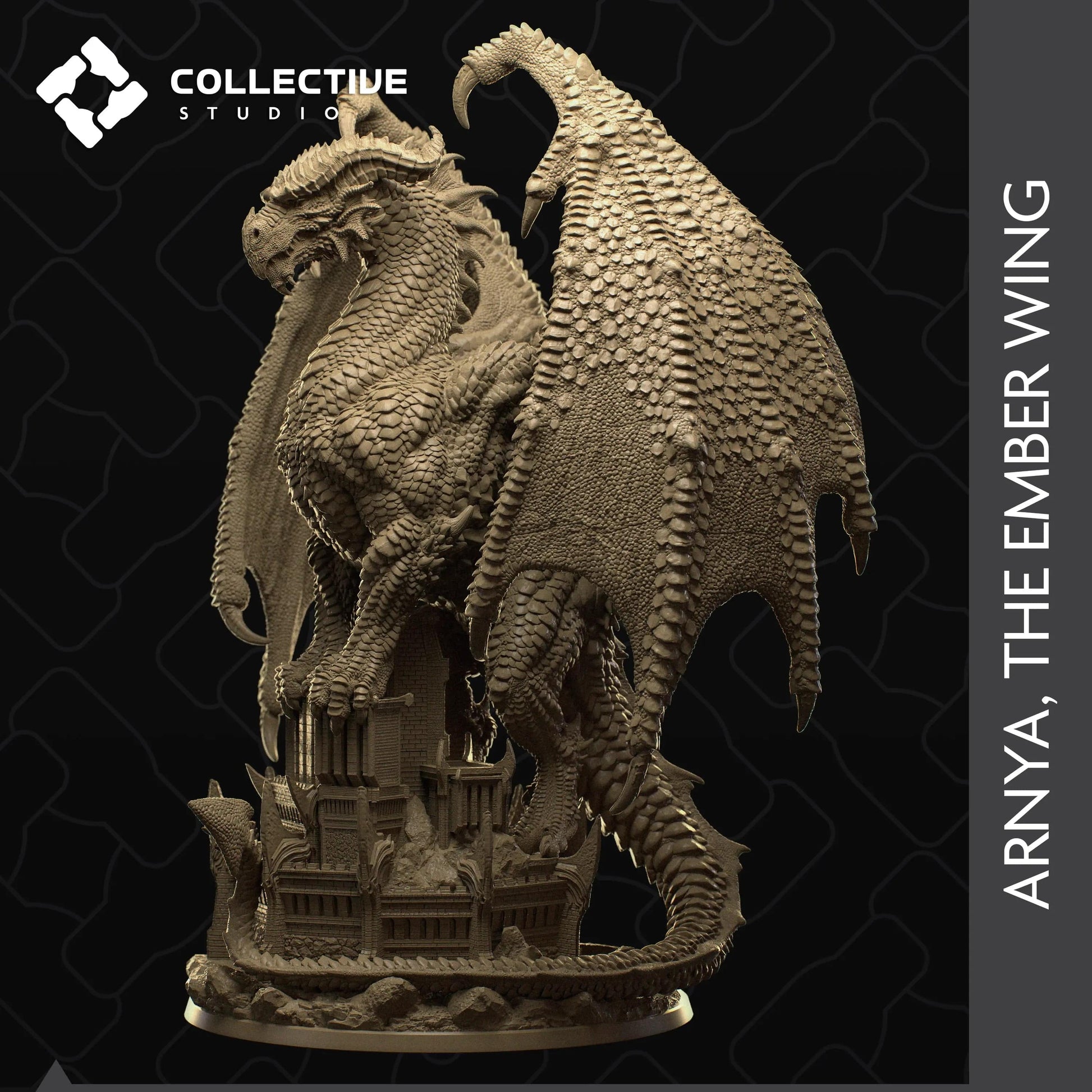 Arnya, the Ember Wing, Castle Roost | D&D TTRPG Dragon Monster Miniature | Collective Studio - Tattles Told 3D
