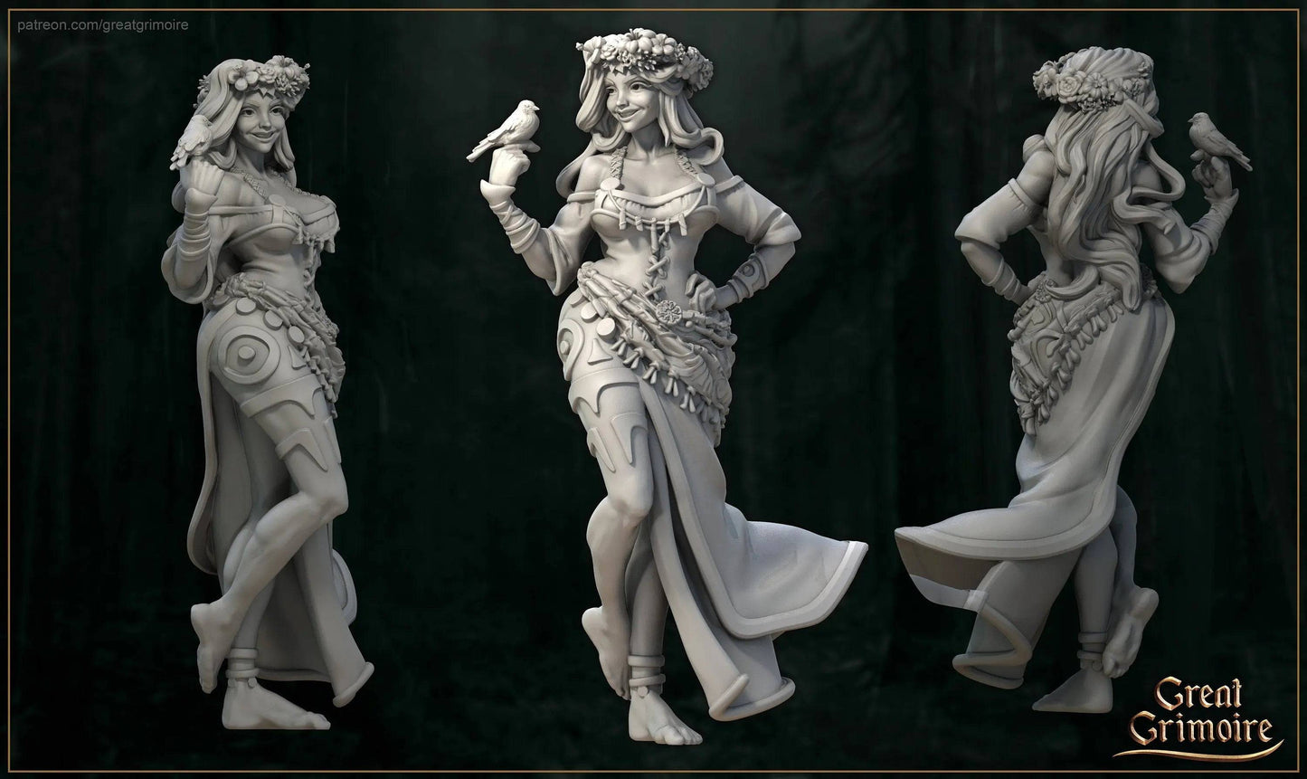 Aster, the Flower Princess Druid Dryad | TTRPG D&D Miniature | Great Grimoire - Tattles Told 3D