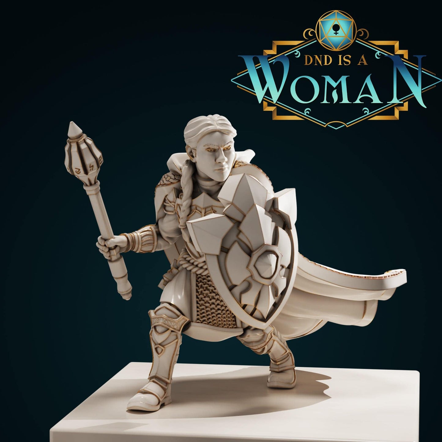 Astra, Dwarf Cleric | D&D Miniature TTRPG Character | DND is a Woman - Tattles Told 3D