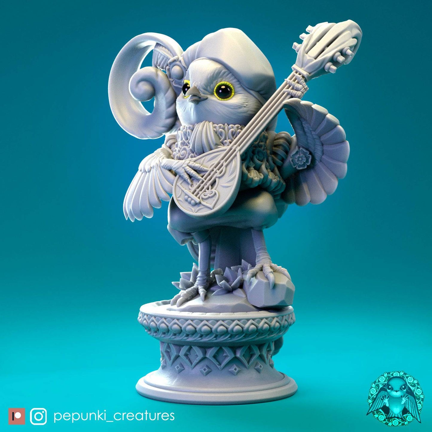 Birb Bard Opolovnik, Little Song Bird | Dungeons and Dragons Tabletop Roleplaying Game Miniature | Pepunki Miniatures - Tattles Told 3D