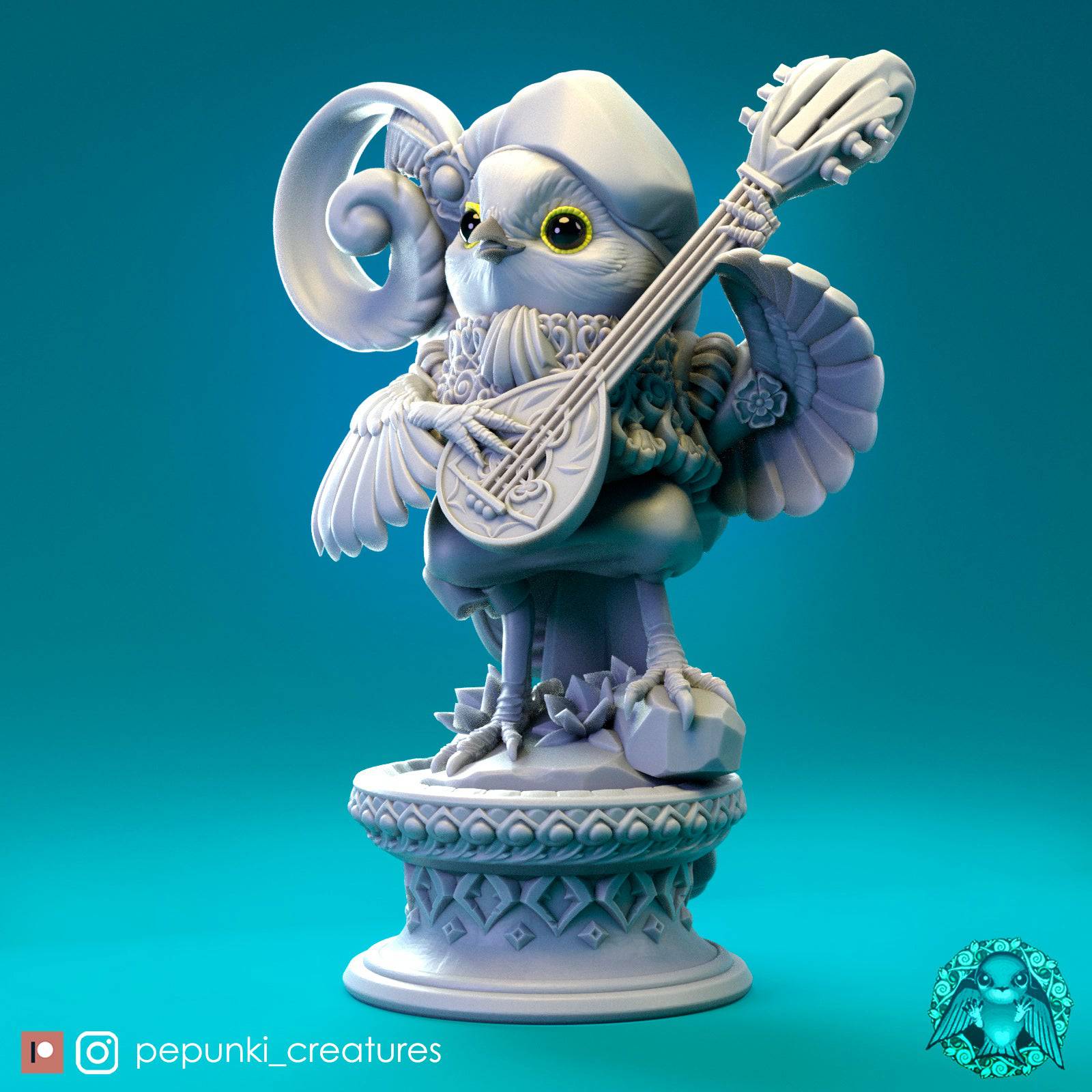 Birb Bard Opolovnik, Little Song Bird | Dungeons and Dragons Tabletop Roleplaying Game Miniature | Pepunki Miniatures - Tattles Told 3D