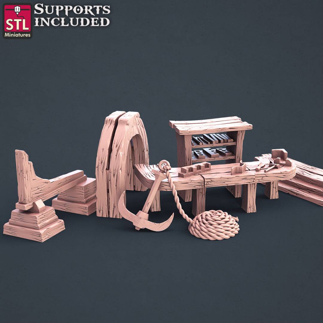 Boat Builder | Miniature Scene Full Set | STL Miniatures - Tattles Told 3D