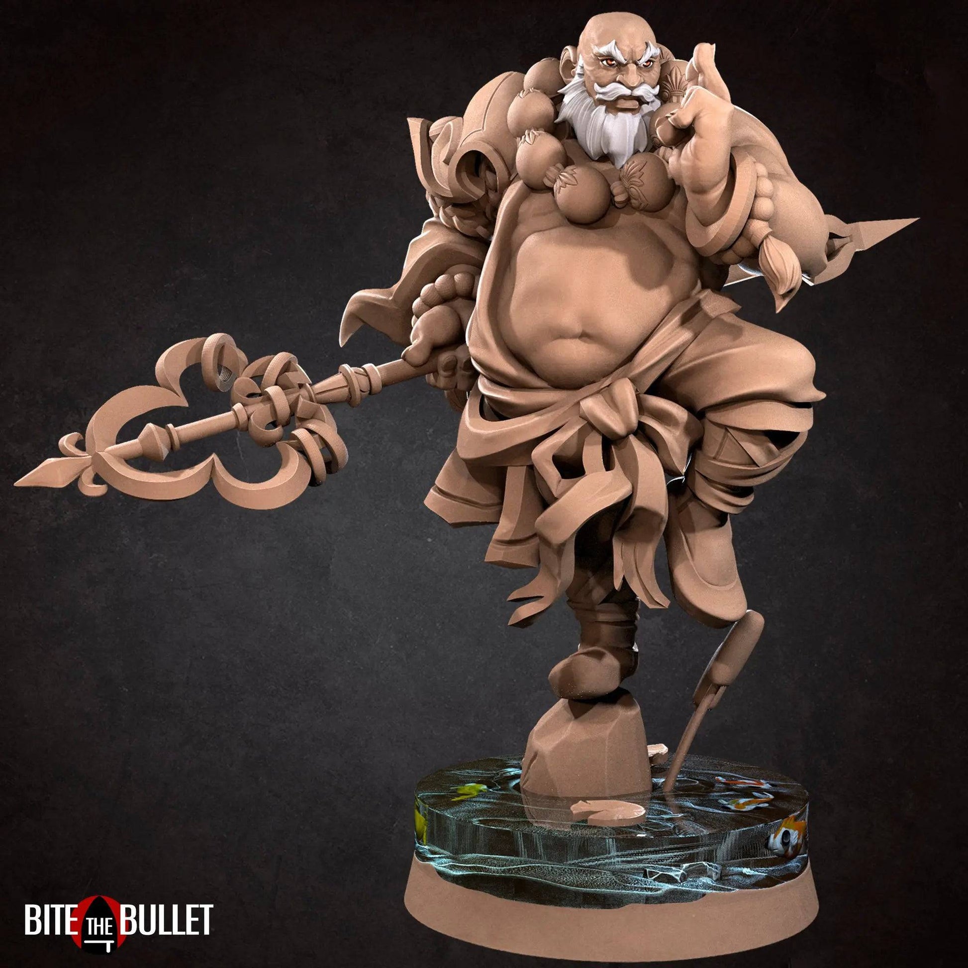 Bob Salot, Chubby Monk Perched on Rock in Water | D&D Miniature TTRPG Character | Bite the Bullet - Tattles Told 3D