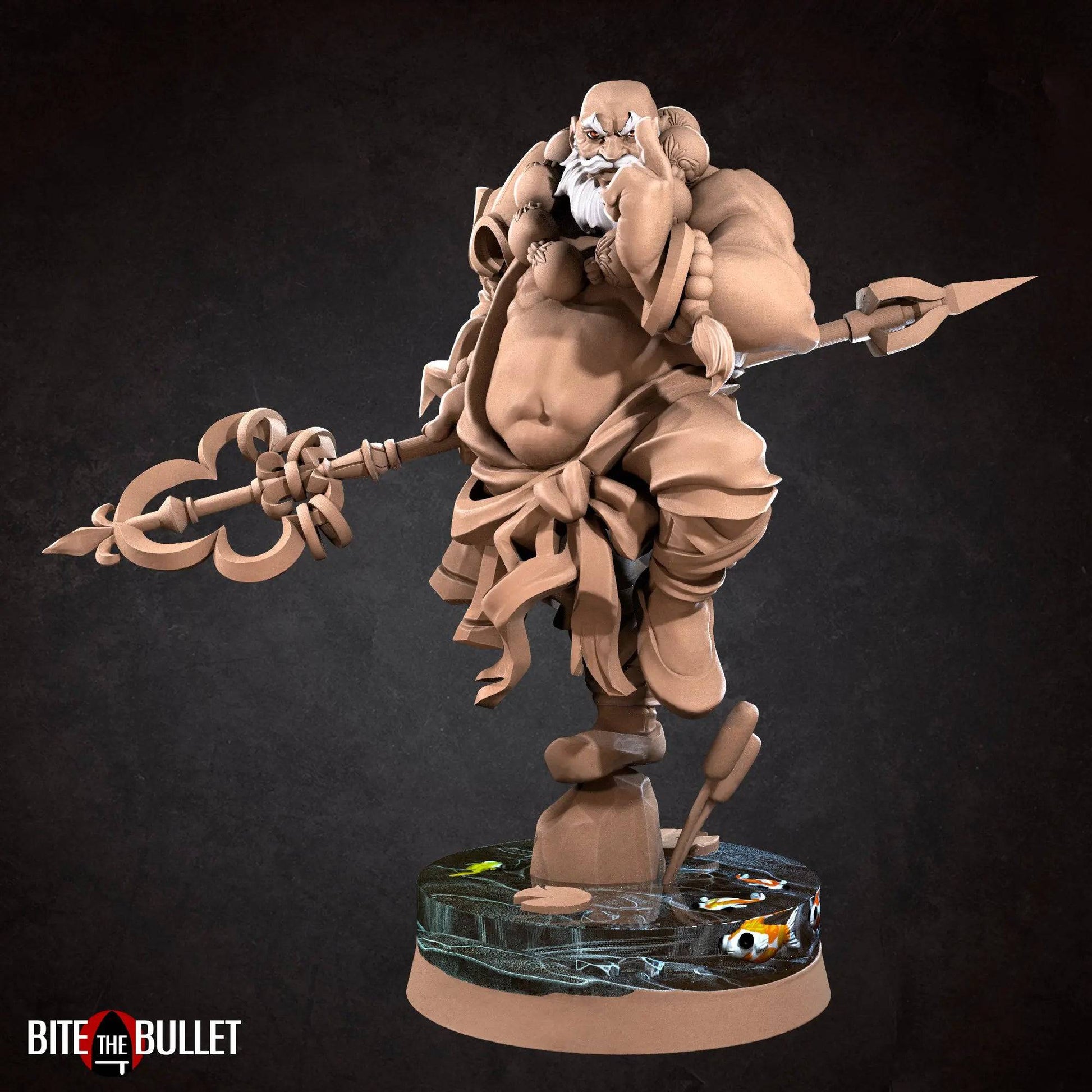 Bob Salot, Chubby Monk Perched on Rock in Water | D&D Miniature TTRPG Character | Bite the Bullet - Tattles Told 3D