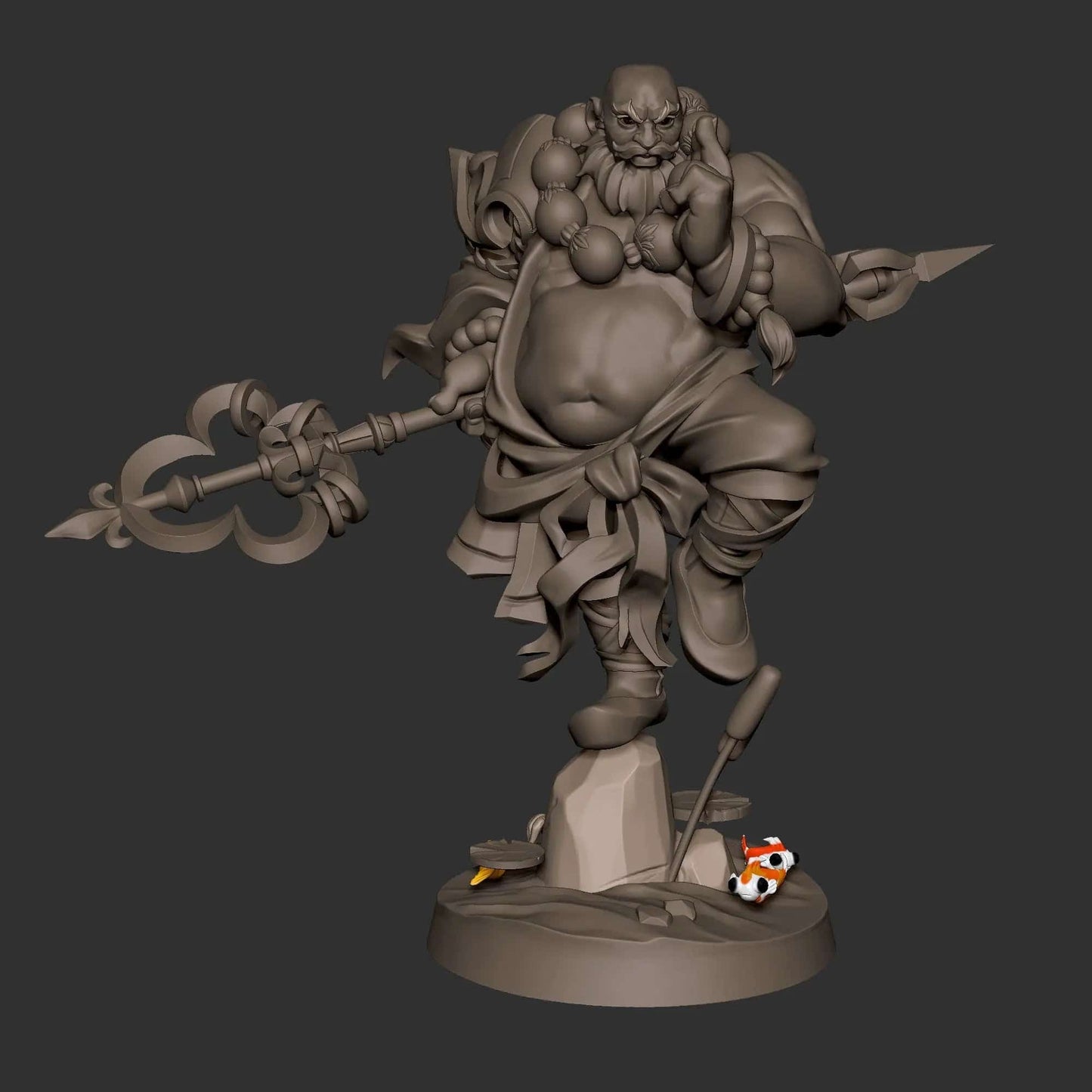 Bob Salot, Chubby Monk Perched on Rock in Water | D&D Miniature TTRPG Character | Bite the Bullet - Tattles Told 3D