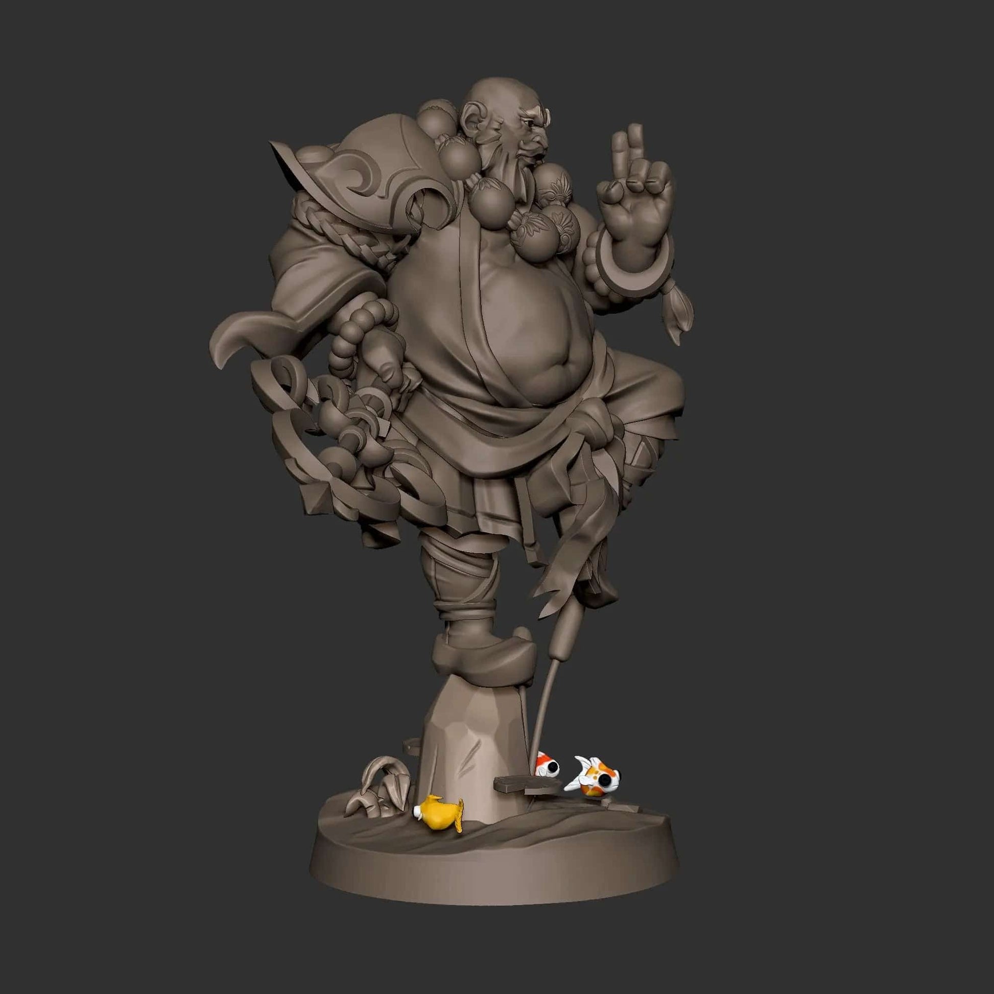 Bob Salot, Chubby Monk Perched on Rock in Water | D&D Miniature TTRPG Character | Bite the Bullet - Tattles Told 3D