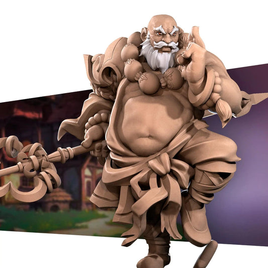 Bob Salot, Chubby Monk Perched on Rock in Water | D&D Miniature TTRPG Character | Bite the Bullet - Tattles Told 3D