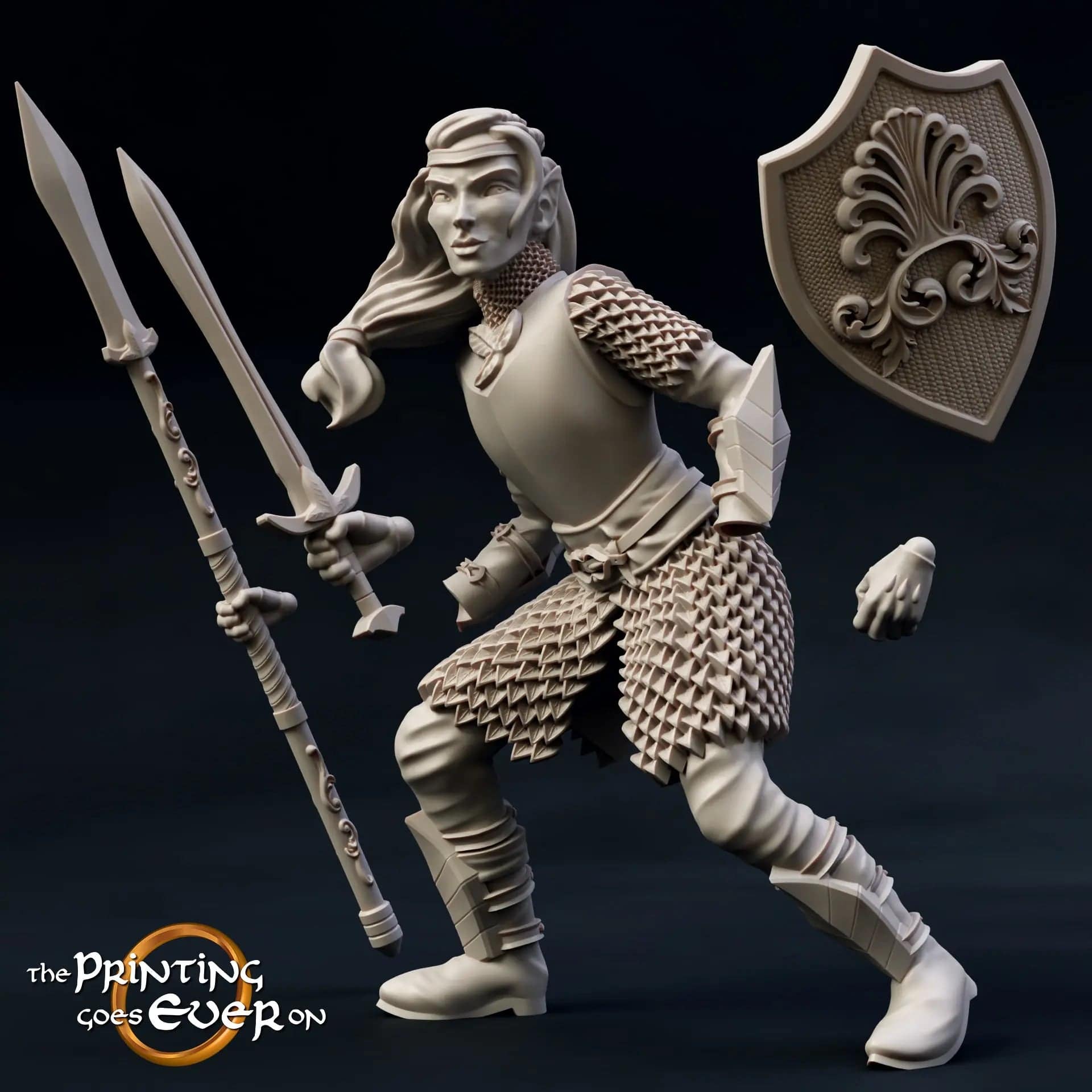 Brightwood Elven Fighter Armor | D&D Miniature TTRPG Character | DND is a Woman - Tattles Told 3D