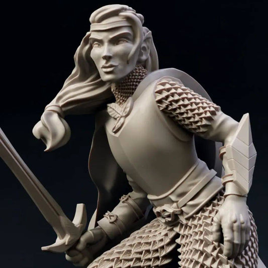 Brightwood Elven Fighter Armor | D&D Miniature TTRPG Character | DND is a Woman - Tattles Told 3D