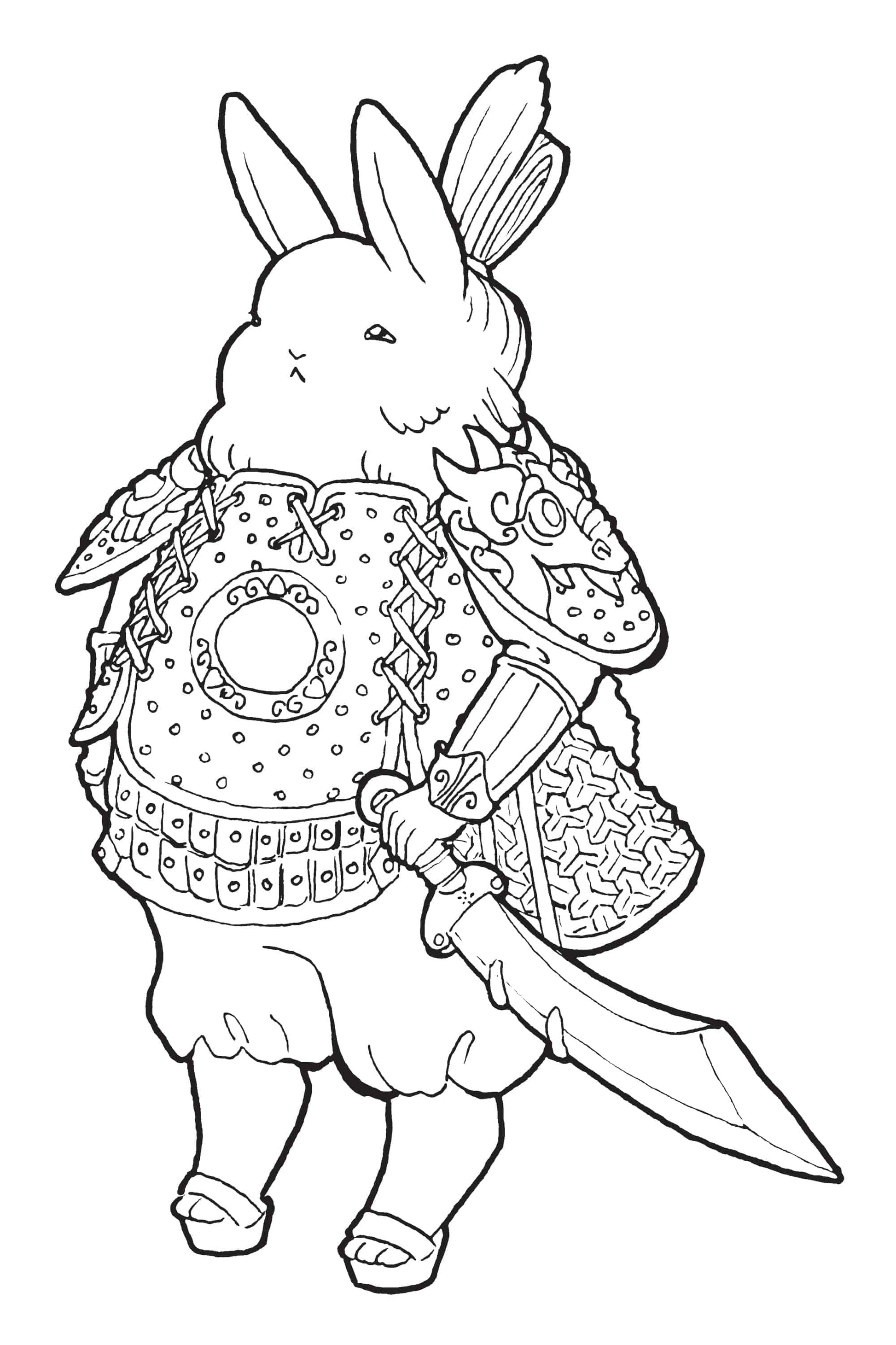 Bunny Warrior, Topknot Rabbit | Dungeons and Dragons Tabletop Roleplaying Game Miniature | Pepunki Miniatures - Tattles Told 3D