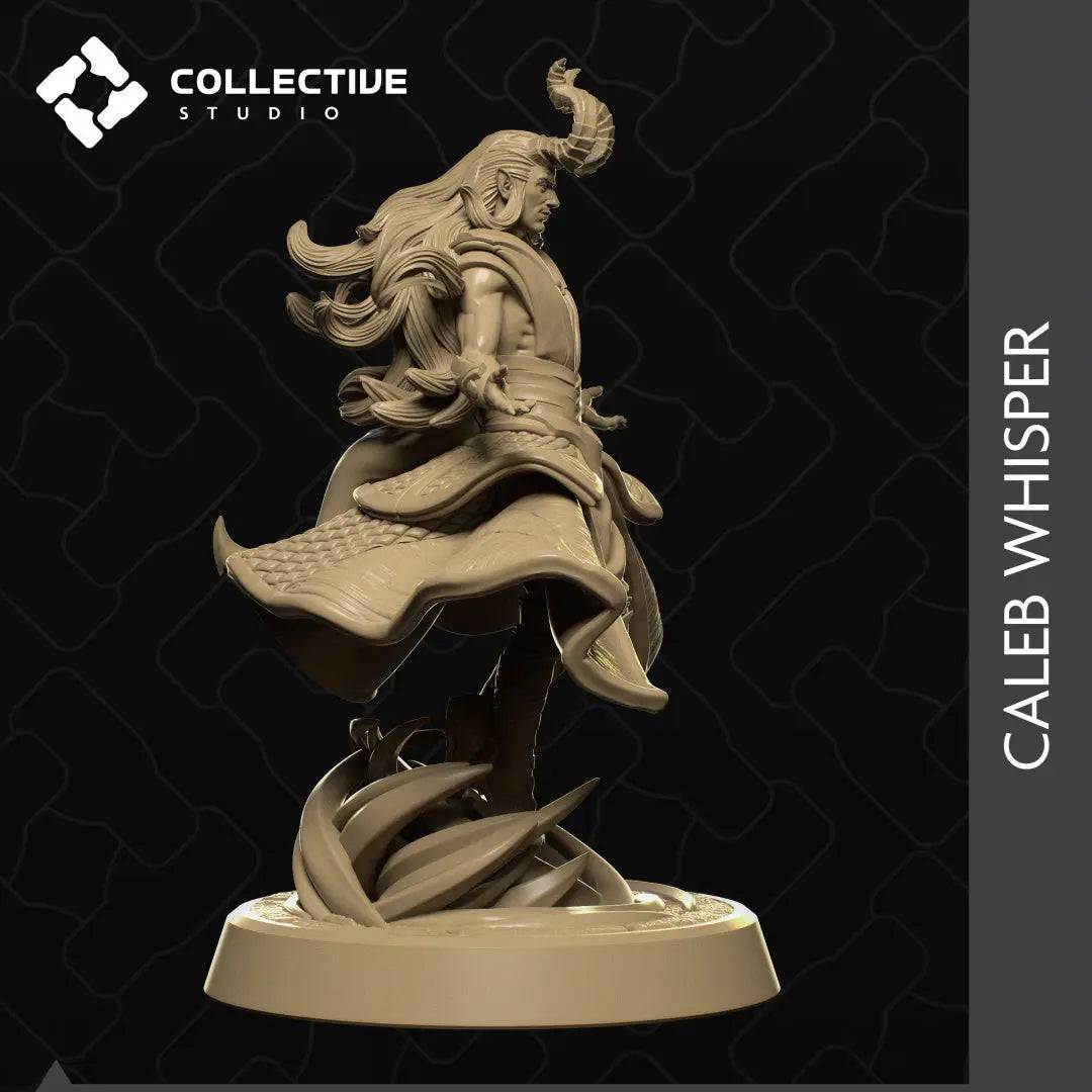 Calleb Whisper | Tiefling Sorcerer Wizard Warlock | D&D TTRPG Character Miniature | Collective Studio - Tattles Told 3D