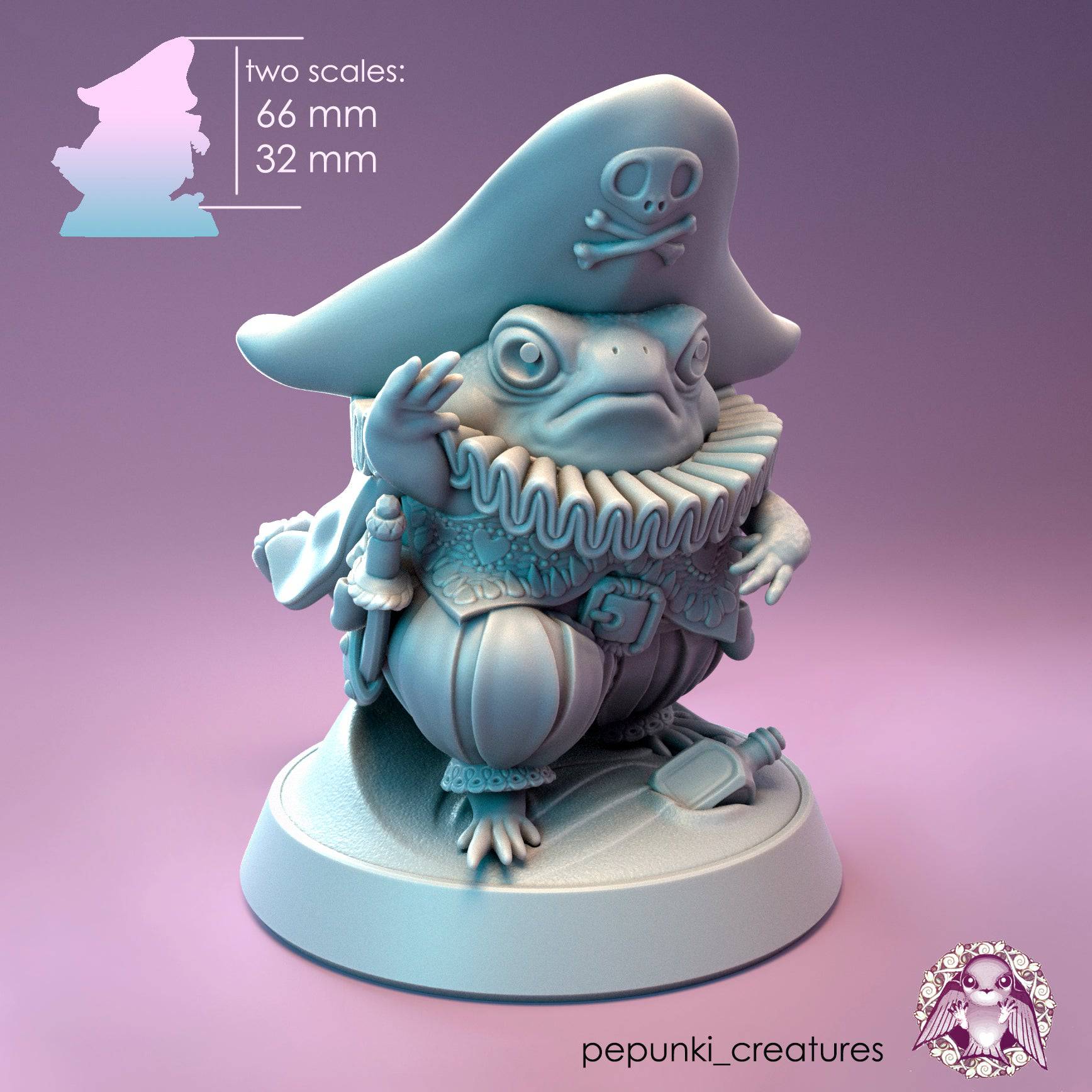 Captain Billy Quacks, Frog Pirate Sailor | Dungeons and Dragons Tabletop Roleplaying Game Miniature | Pepunki Miniatures - Tattles Told 3D