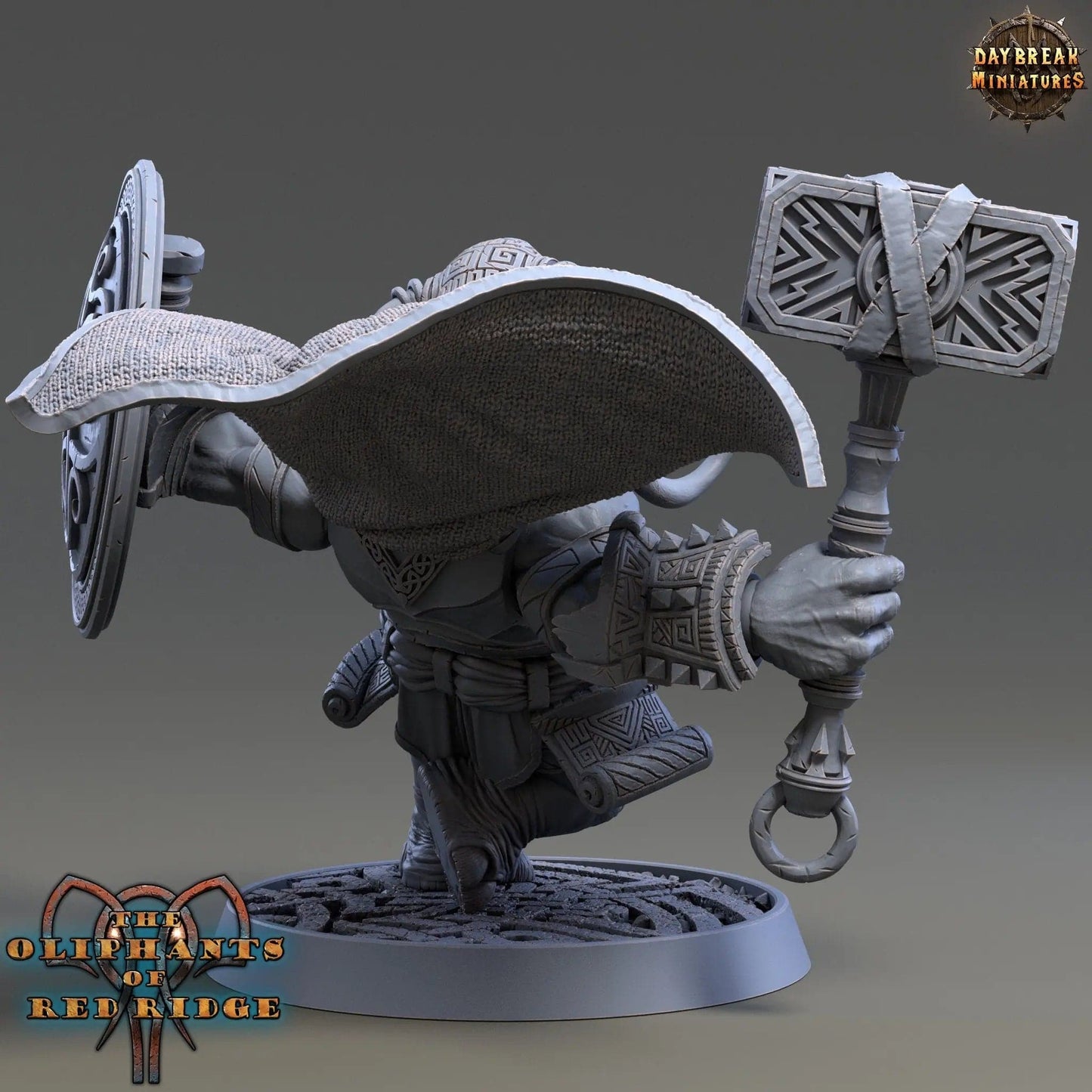 Castor Bonkworth, Loxodon Warrior | TTRPG Miniature | Daybreak Miniatures - Tattles Told 3D