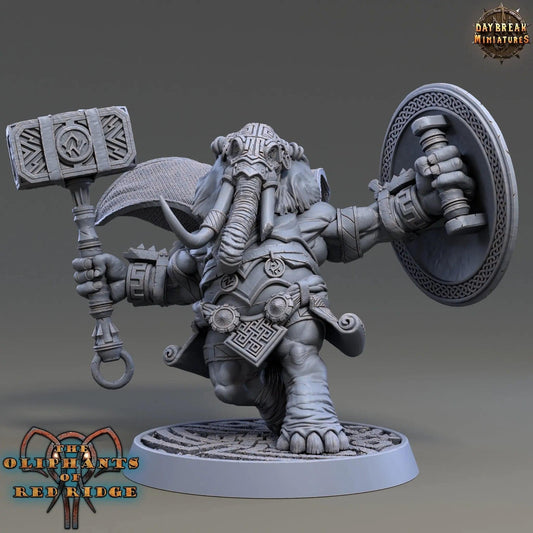 Castor Bonkworth, Loxodon Warrior | TTRPG Miniature | Daybreak Miniatures - Tattles Told 3D