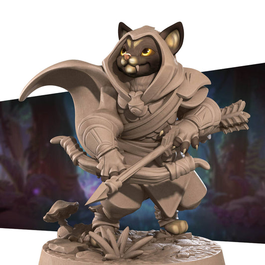 Cat Archer | D&D Miniature TTRPG Character | Bite the Bullet - Tattles Told 3D