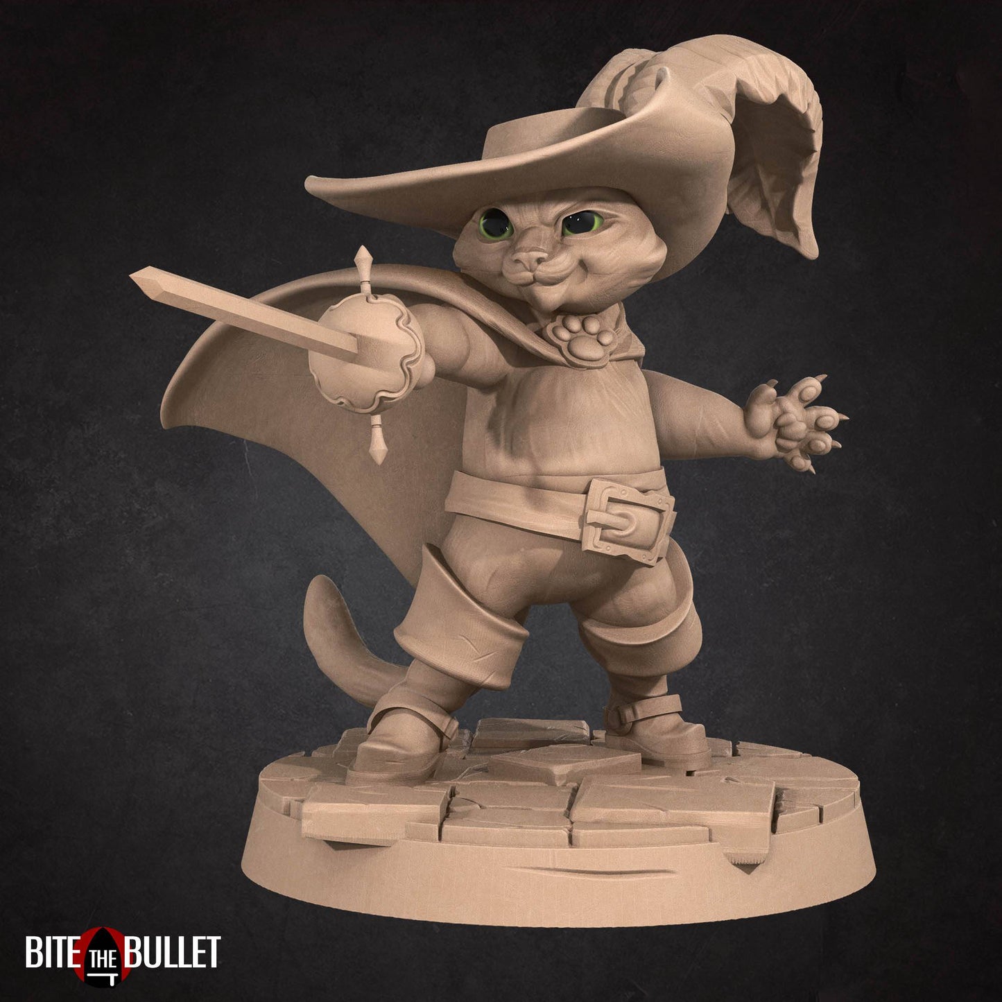 Cat Duellist | D&D Miniature TTRPG Character | Bite the Bullet - Tattles Told 3D