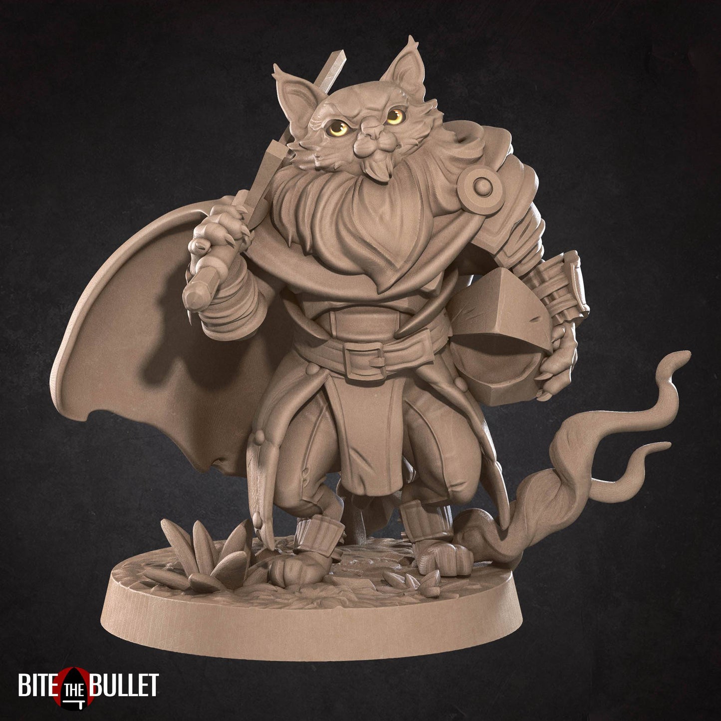 Cat Warrior | D&D Miniature TTRPG Character | Bite the Bullet - Tattles Told 3D