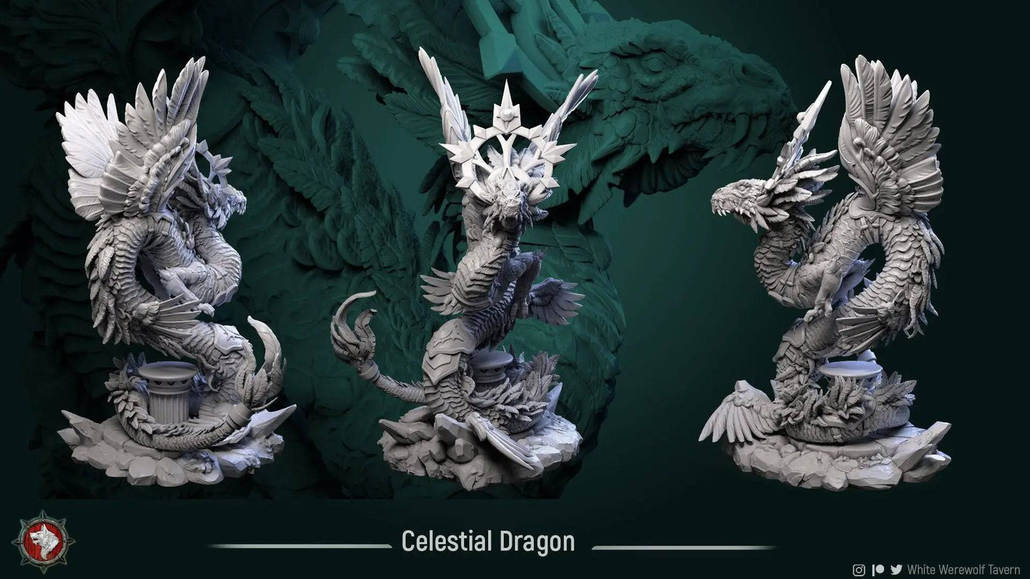 Celestial Dragon | TTRPG Miniature | White Werewolf Tavern - Tattles Told 3D