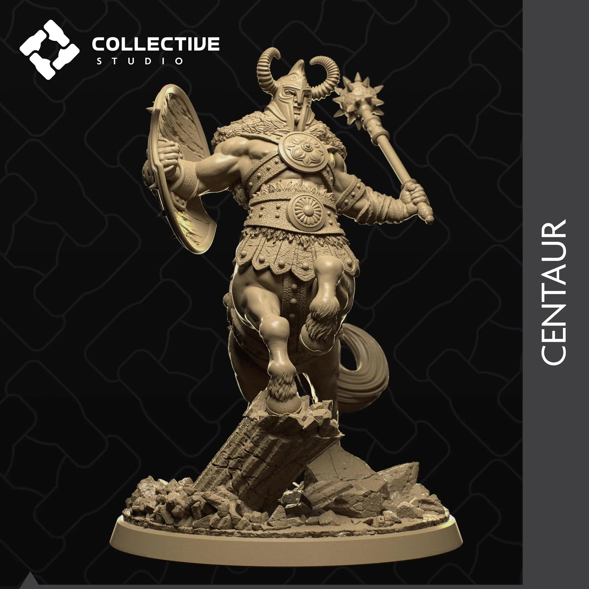 Centaur Fighter Warrior Leaping | D&D TTRPG Character Miniature | Collective Studio - Tattles Told 3D