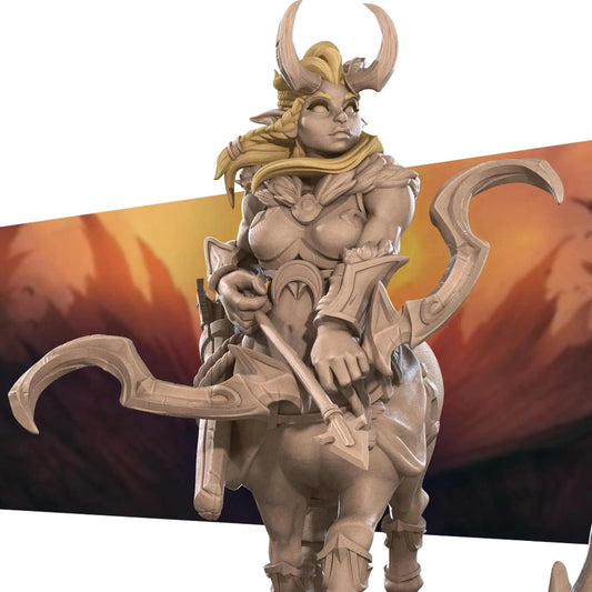 Centaur Ranger with or without Horns | D&D Miniature TTRPG Character | Bite the Bullet - Tattles Told 3D